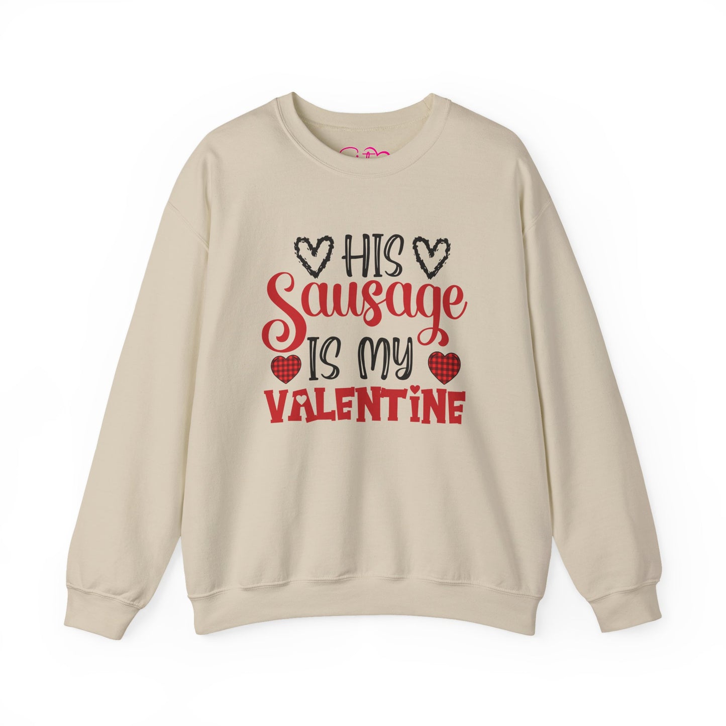 His Sausage Is My Valentine Crewneck Sweatshirt | Funny Valentine’s Day Pullover | Cheeky Couples Humor Apparel | Cozy Holiday Sweatshirt