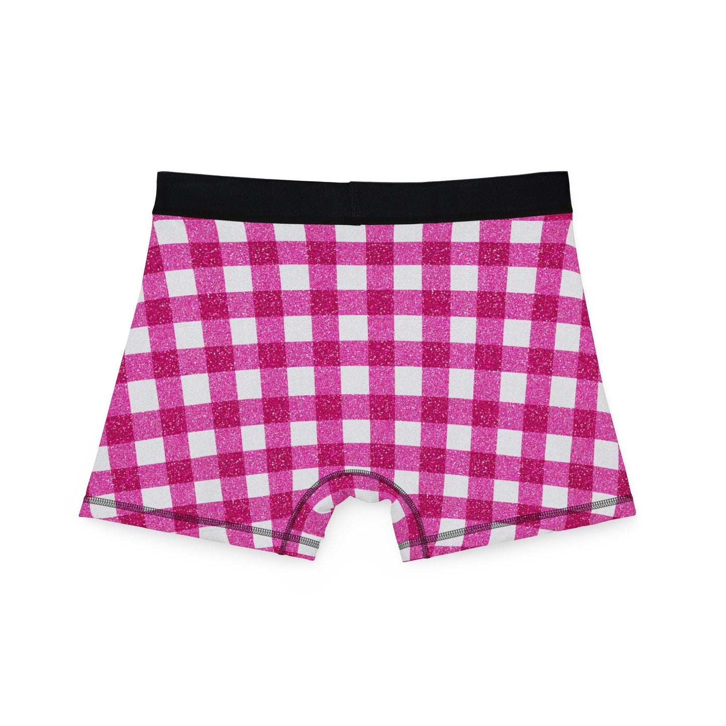 Men’s Valentine’s Gingham Boxer Briefs – Pink Checkered Boxers, Polyamory & Swinger Friendly Underwear, ENM Pride, Matching Couples Sets Available