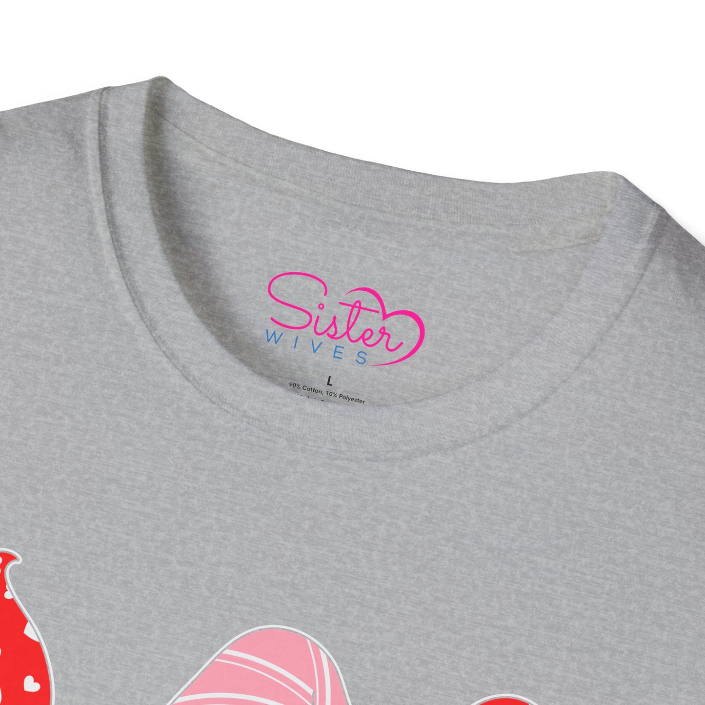 Throuple Gnome Love T-Shirt, Polyamory & ENM Graphic Tee, Cute Valentine Gnomes, Swinger & Chosen Family Shirt