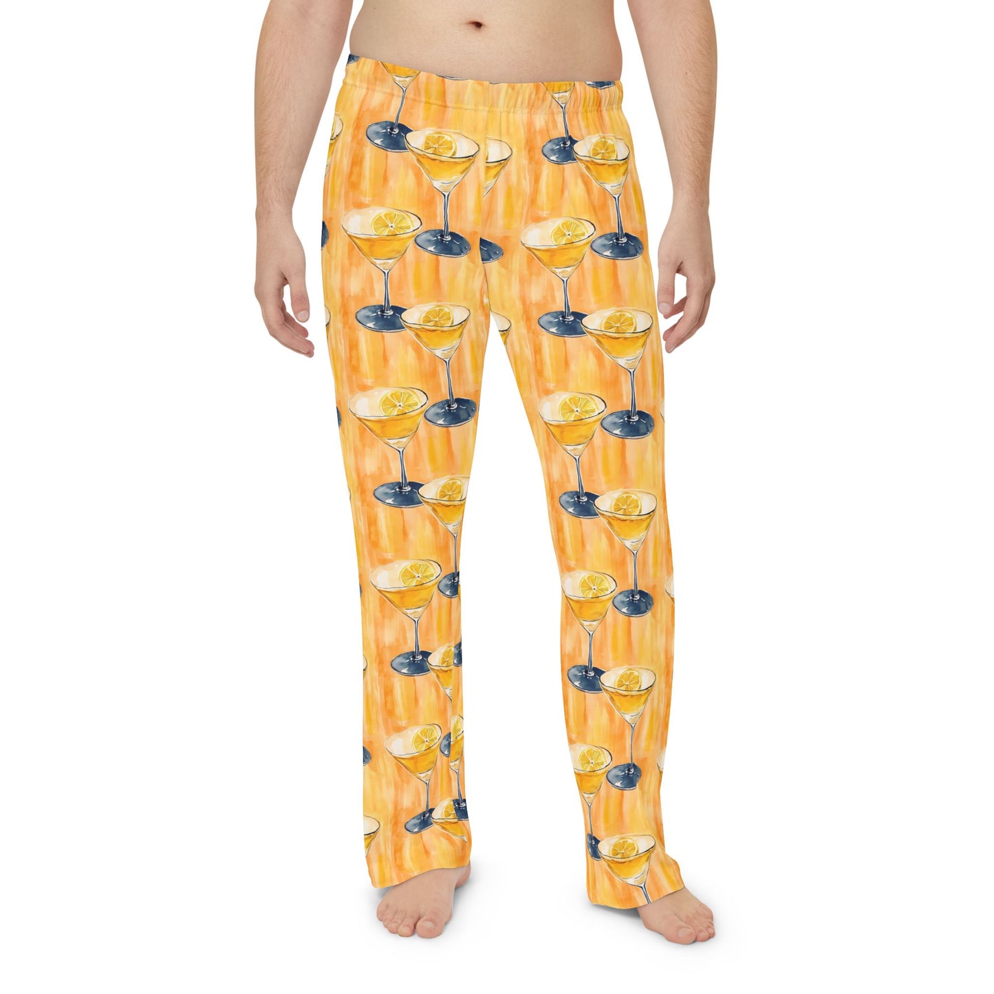Men’s Citrus Cocktail Pajama Pants | Citrus Martini Lounge Pants | Playful Bar Cart Sleepwear | Polyamory & ENM Friendly