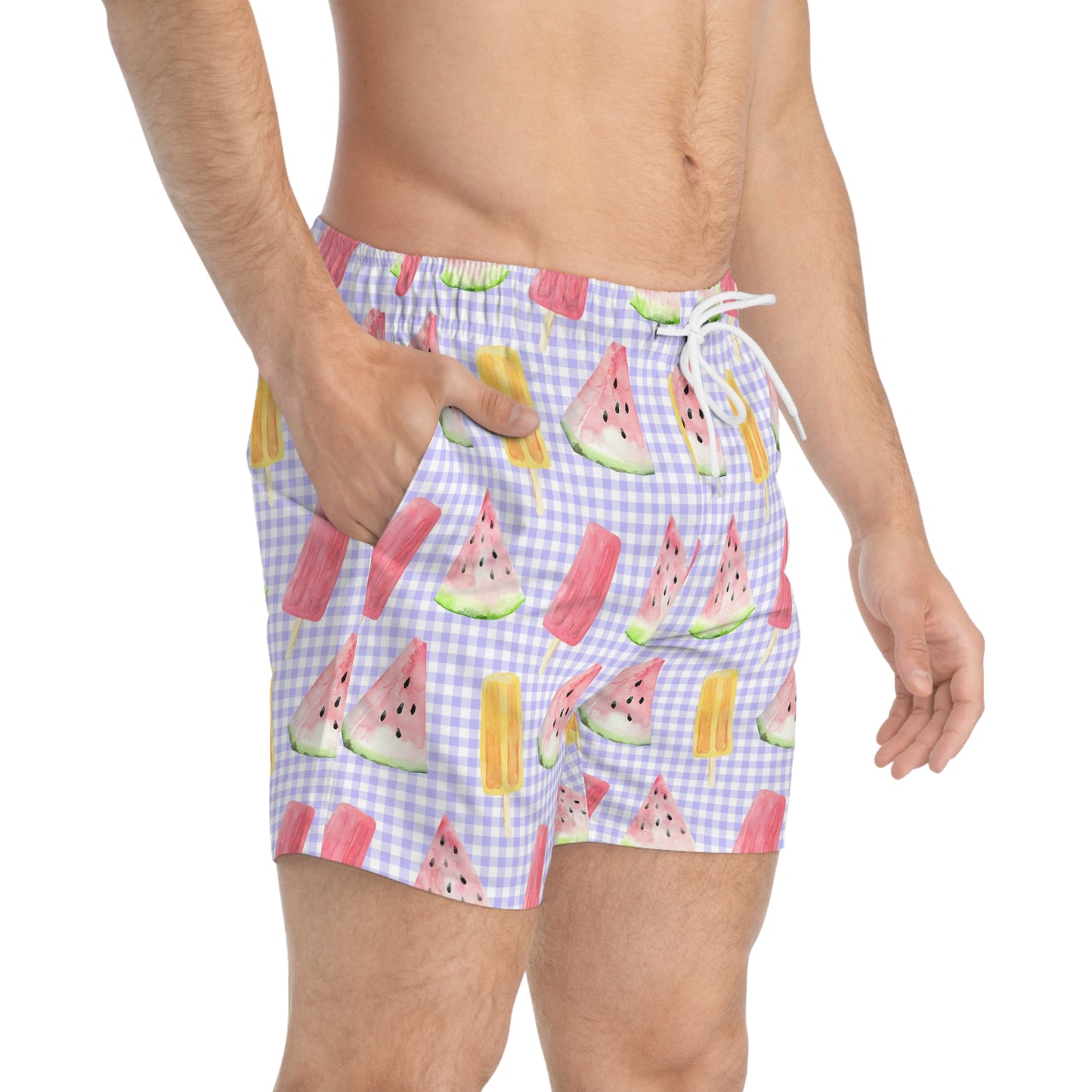 Men’s BBQ Swim Trunks – Grill & Cookout Boardshorts | Funny Food Print Swimwear | Fast-Dry Summer Swim Shorts