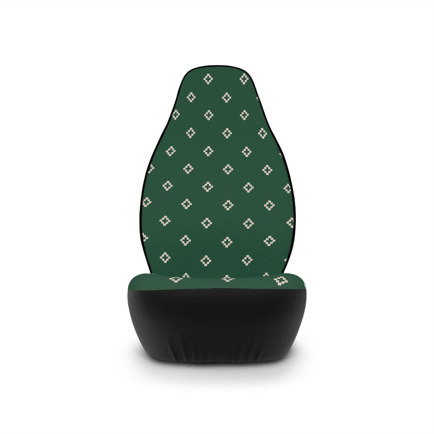 Green Geometric Car Seat Covers | Boho Southwest Auto Decor | Diamond Pattern Seat Covers | Polyamory & ENM Friendly