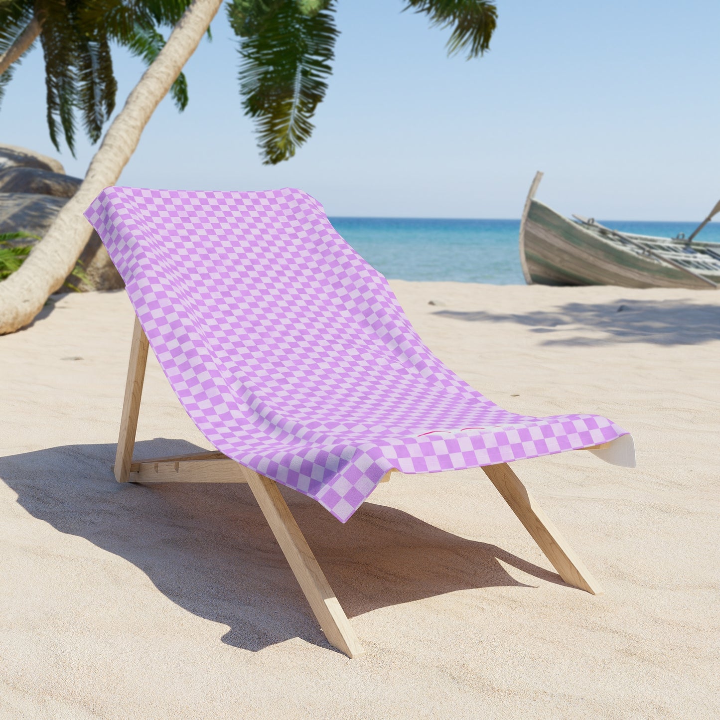 Purple Checkerboard Beach Towel | Polyamory & ENM Friendly | Lifestyle Cruise, Resort & Pride Towel | Sisterwives Beach & Pool Towel