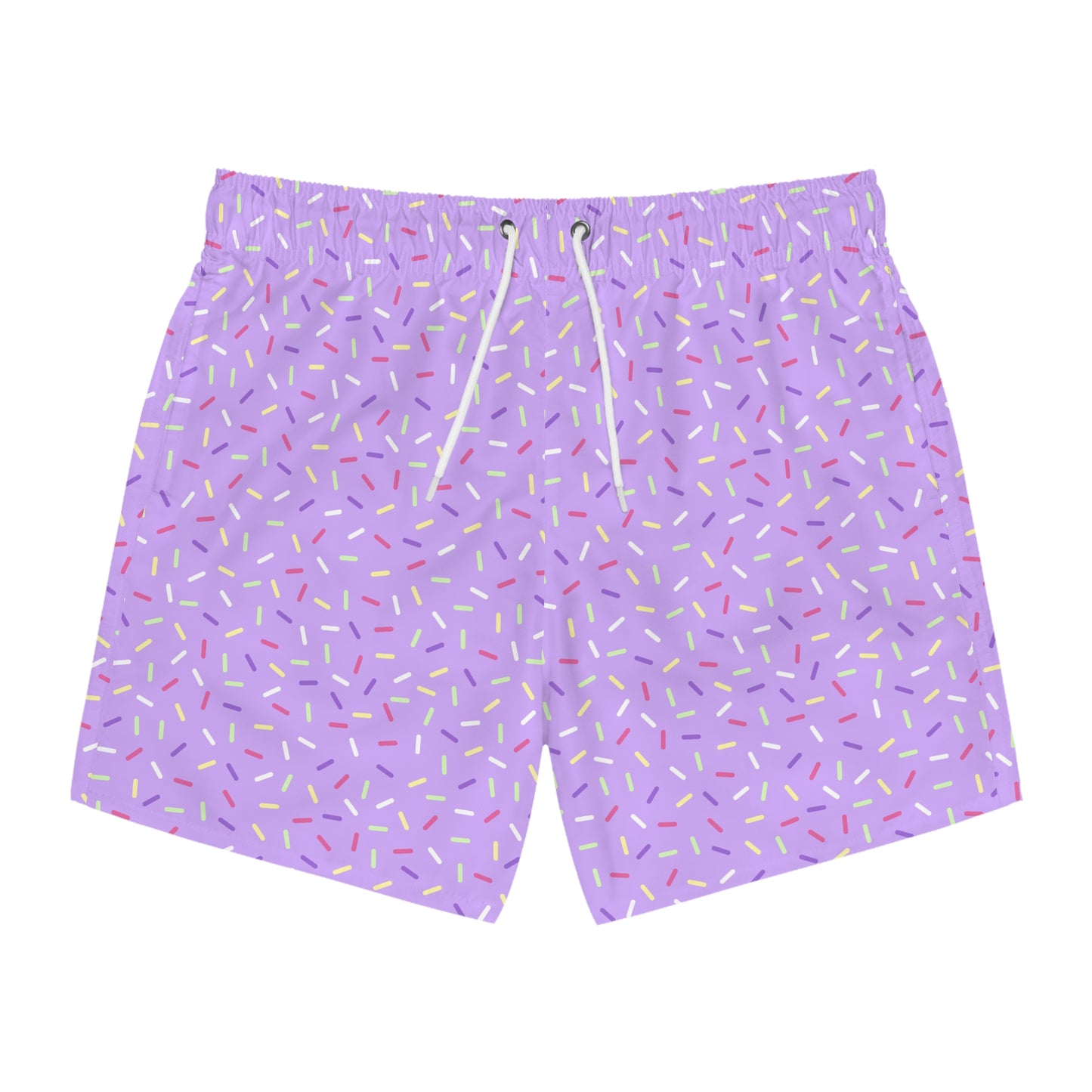 Men’s Rainbow Sprinkle Swim Trunks – Pastel Confetti Summer Swim Shorts, Fun Pool & Beach Board Shorts, Fast-Dry AOP Trunks