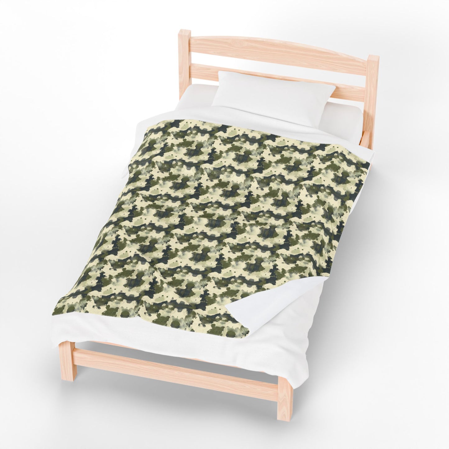 Green Camo Plush Blanket | Polyamory & ENM Cozy Throw | Chosen Family Velveteen Blanket | Soft Camo Home Decor