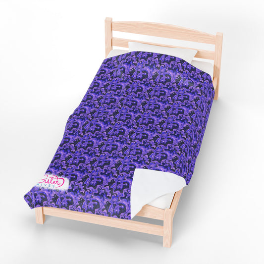 Sister Wives Blue & Purple Oil Slick Cozy Velveteen Plush Blanket for Comfort & Warmth, Great for Home Decor, Gifts, Living Room, Couch, Bedroom