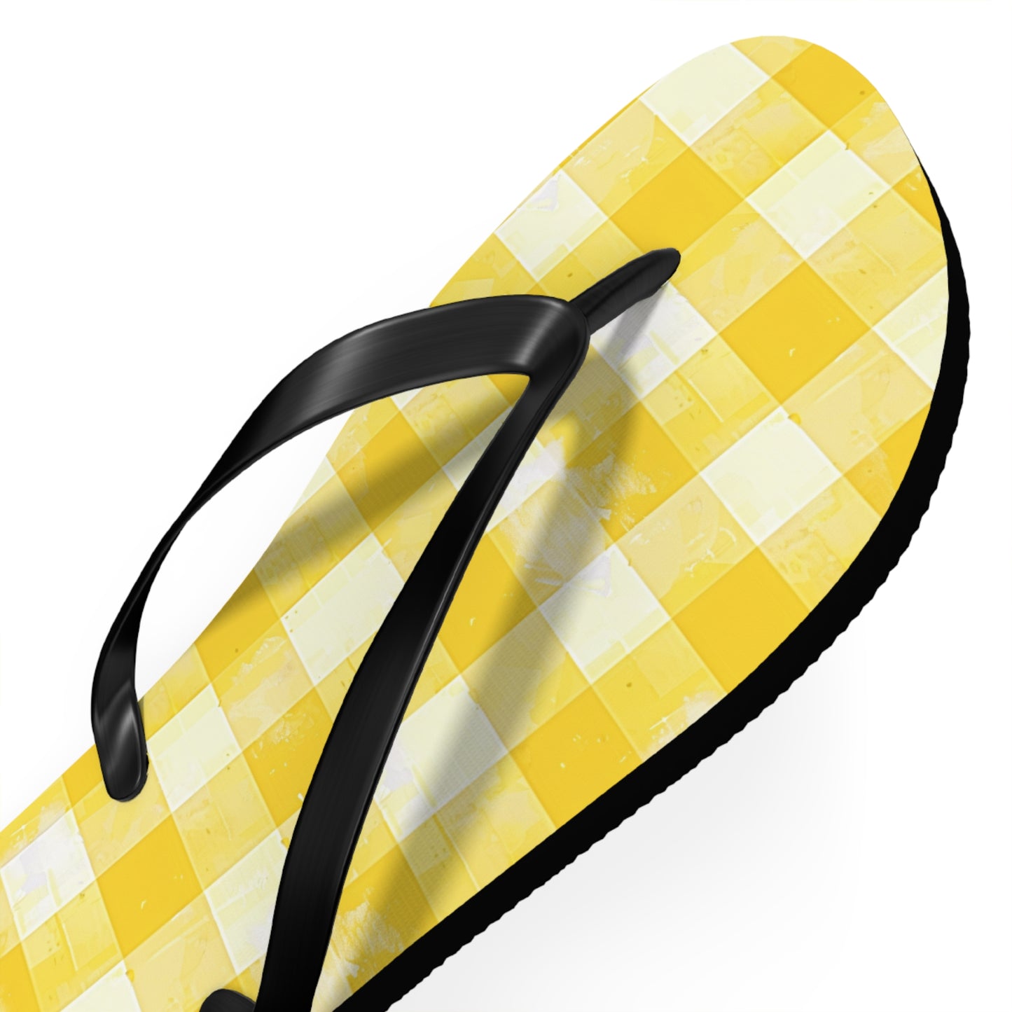 Cute Yellow Gingham Flip Flops for Women | Ethical Non Monogamy Lifestyle Summer Sandals