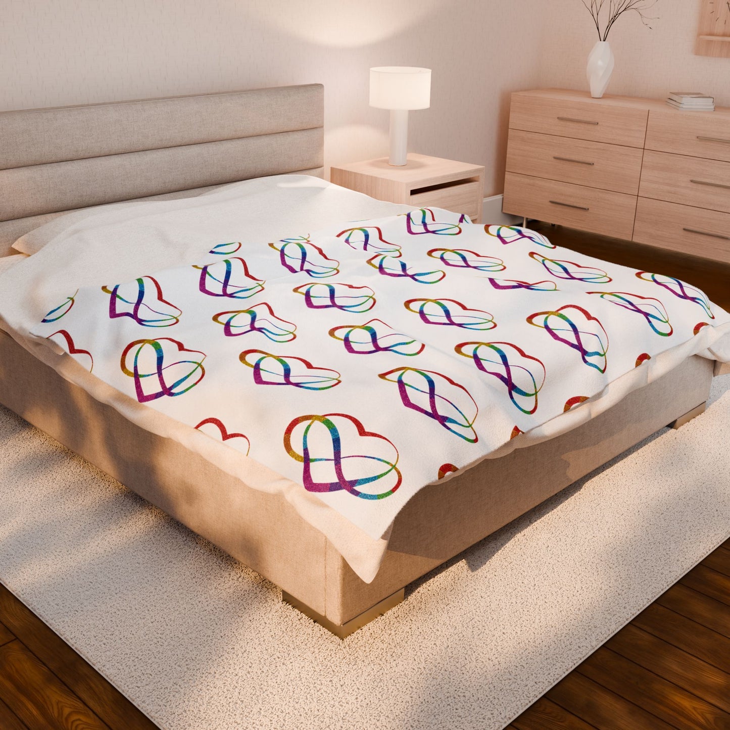 Rainbow Polyamory Heart Blanket – Ethical Non-Monogamy Plush Throw | Poly Pride & Inclusive Love Bedding