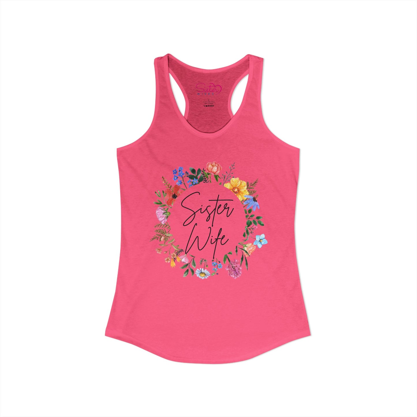 Sister Wife Floral Racerback Tank | Polyamory & ENM Lifestyle Top | Chosen Family Active Tank | Inclusive Relationship Apparel