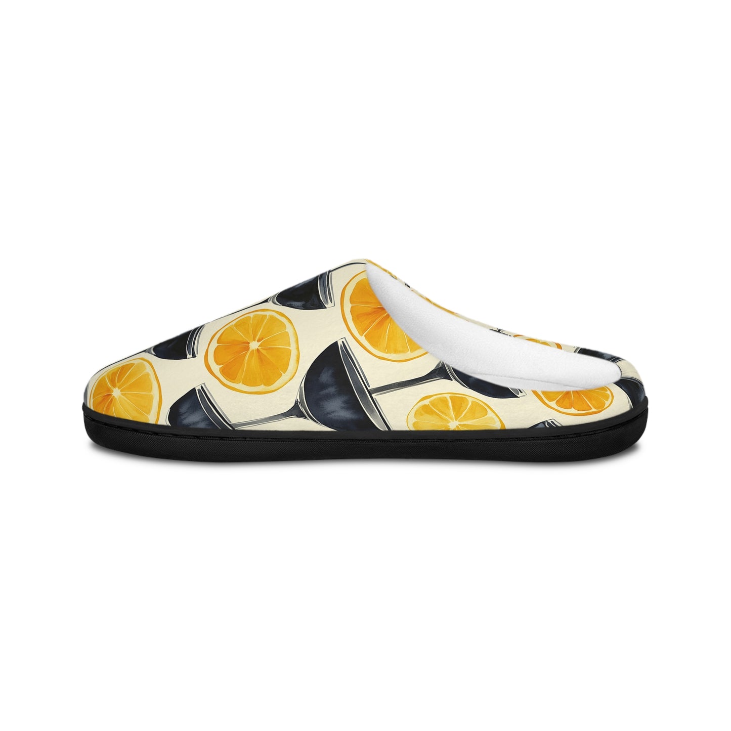 Men’s Cocktail Slippers – Citrus Martini Indoor House Shoes | Polyamory ENM Lifestyle Loungewear | Cozy Non-Slip Slippers