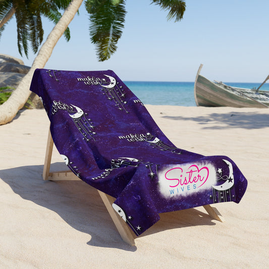 Celestial Zodiac Polyamory Beach Towel | ENM & Non-Monogamy Friendly Astrology, Zodiac & Magical Aesthetic Pool Towel