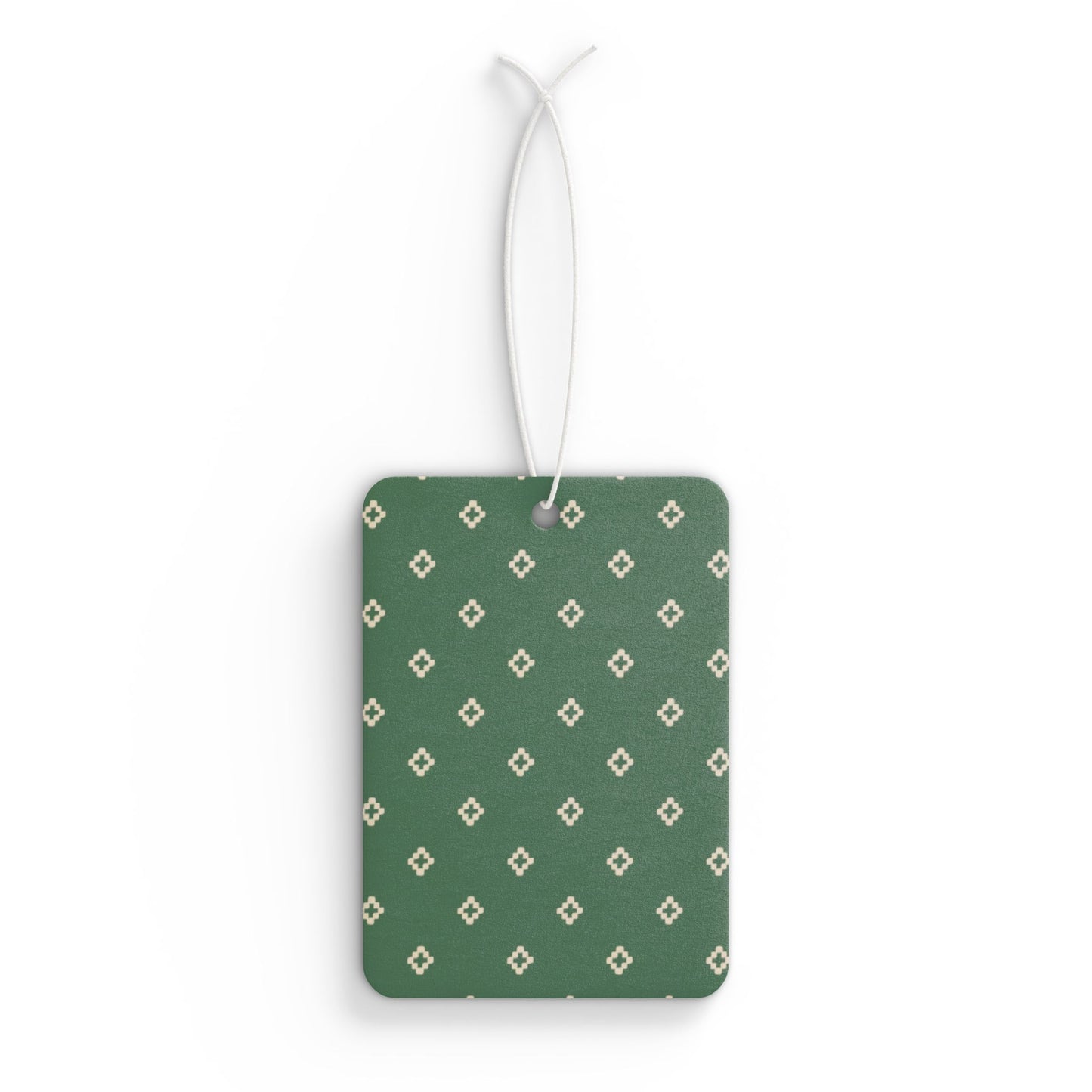 Green Geometric Car Air Freshener – Vintage Neutral Aesthetic Hanging Diffuser | Pine, New Car & Black Ice Scents