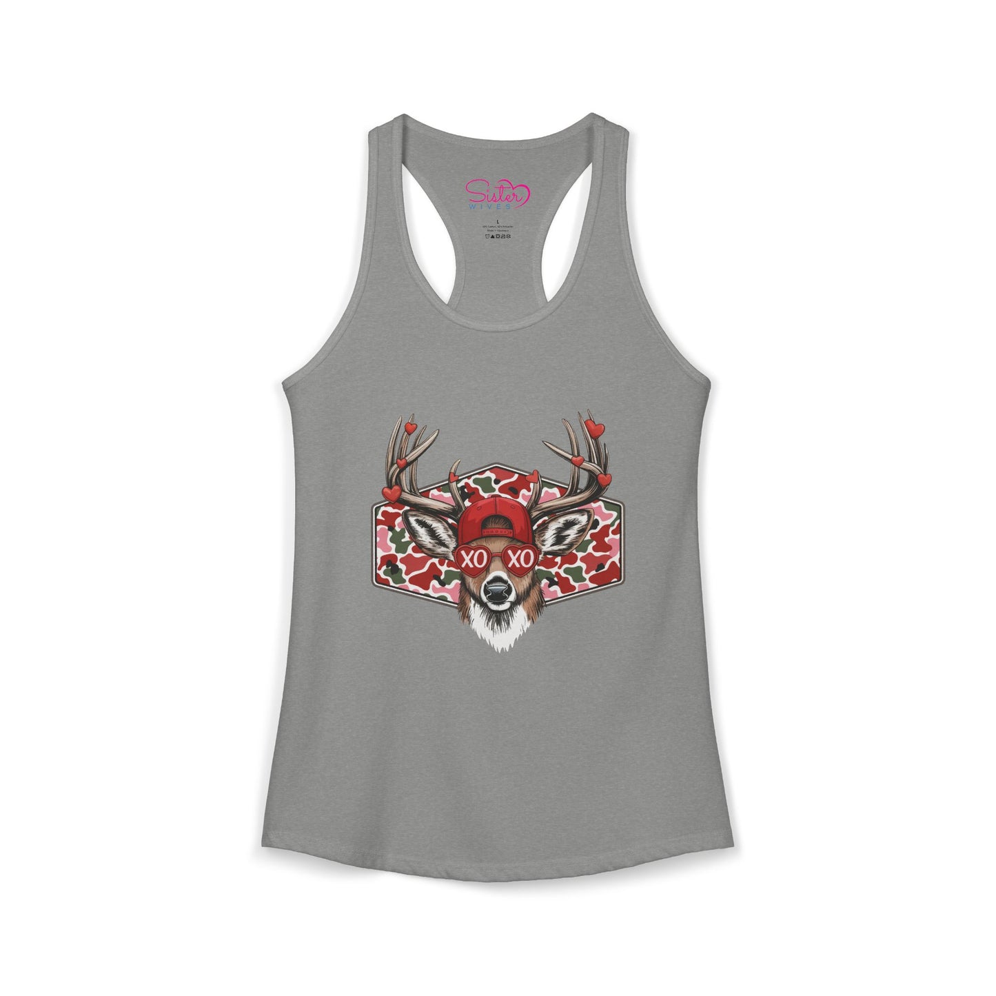 XO Deer Skull Racerback Tank – Dark Romance Woodland Tank Top | Gothic Valentine Aesthetic | Poly & ENM Friendly Apparel