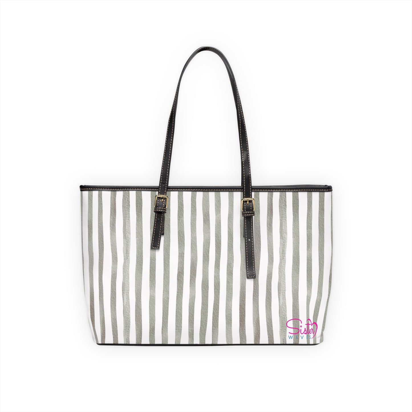 XL Stripe Shoulder Purse – Polyamory Sisterwives ENM Friendly Tote | Swinger Lifestyle Handbag | Soft Blush Minimalist Weekend Bag