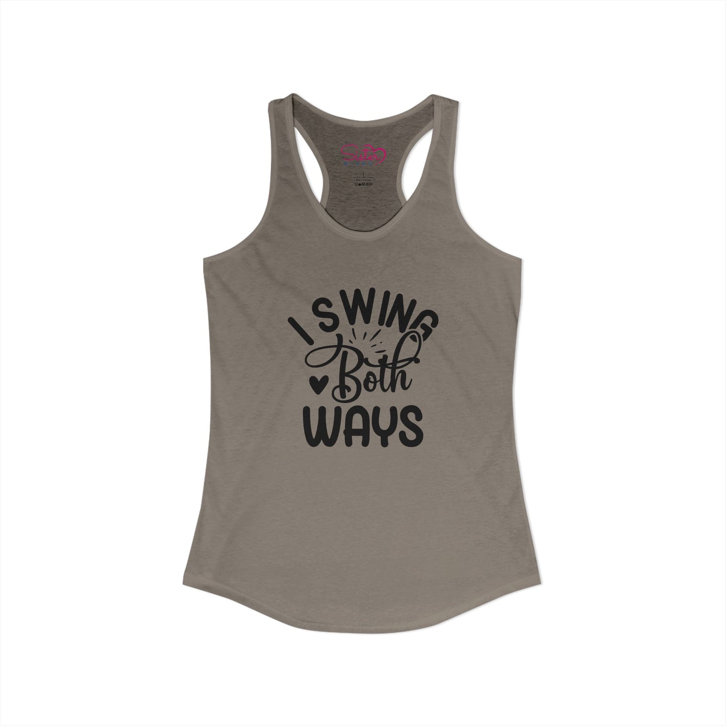 I Swing Both Ways Racerback Tank | Bisexual & Swinger Humor Tank Top | ENM Friendly Summer Shirt | Playful Inclusive Apparel
