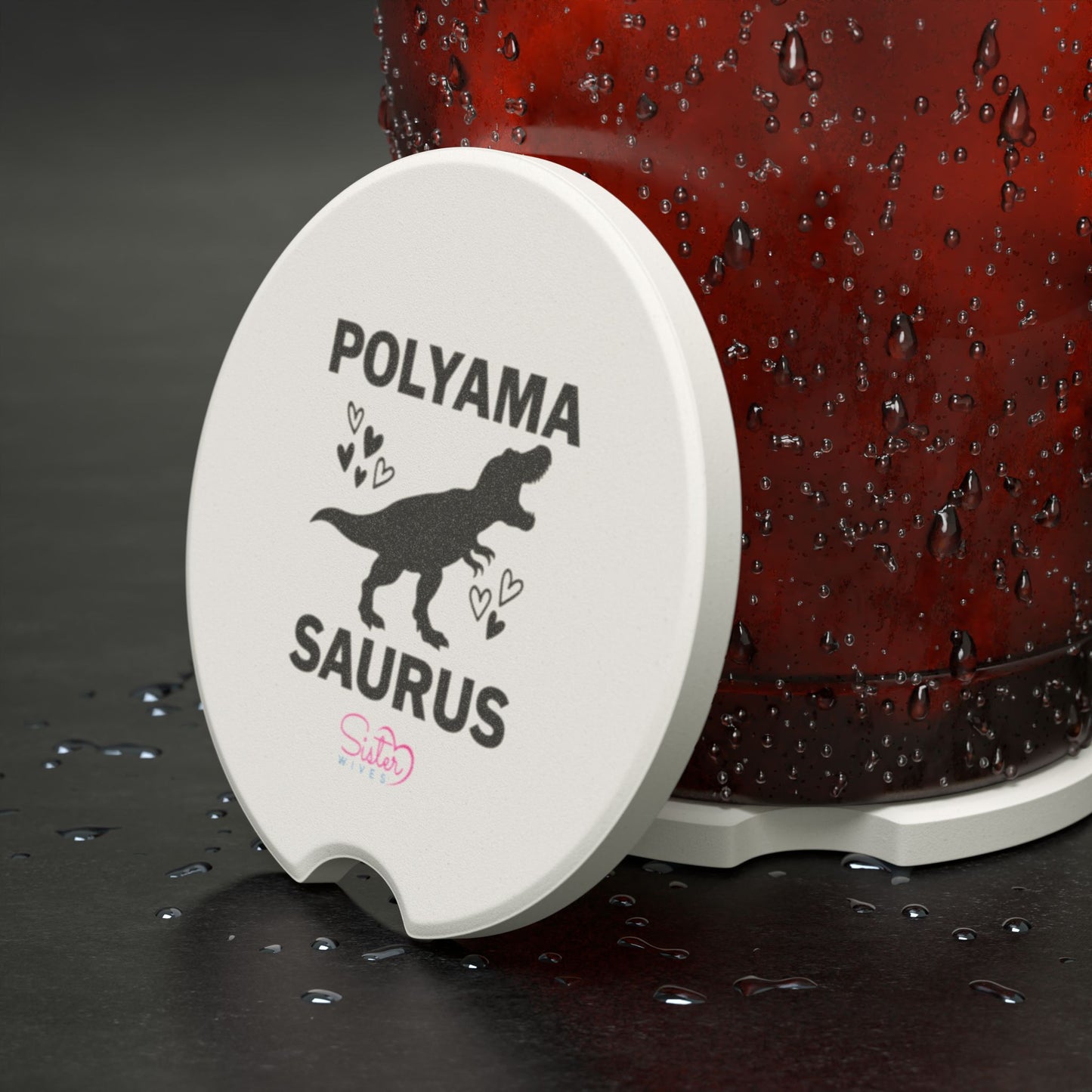 Soapstone Car Coaster Polyamory Dinosaur