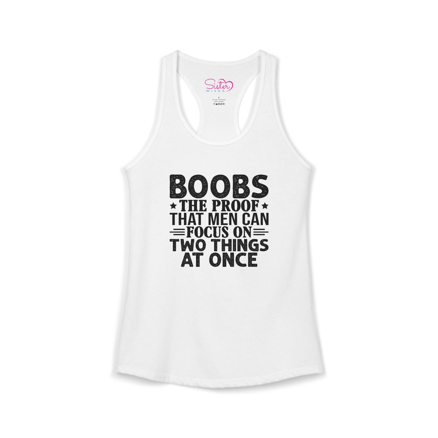 Funny Boobs Racerback Tank | Cheeky Humor Tank Top | Women’s Sarcastic Summer Shirt | Bold Statement Apparel
