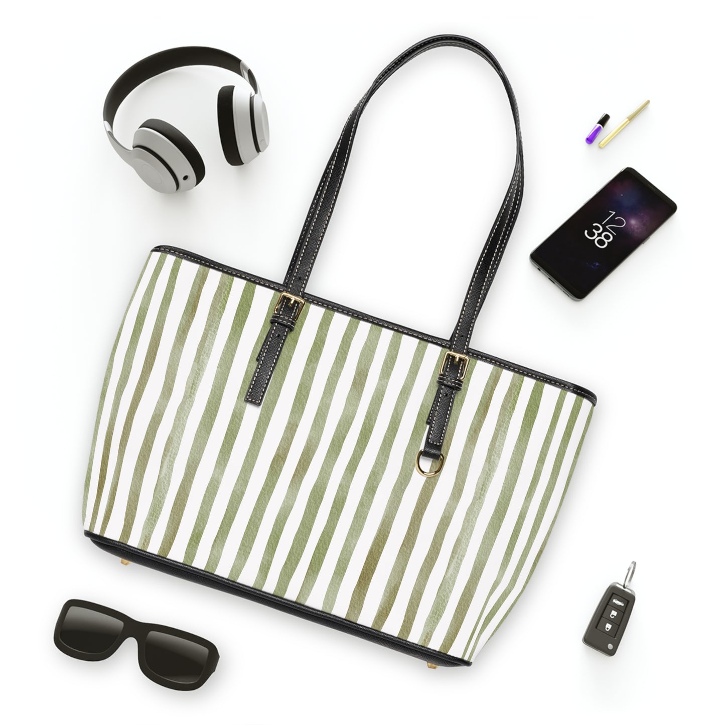 XL Stripe Shoulder Purse – Polyamory Sisterwives ENM Friendly Tote | Swinger Lifestyle Handbag | Soft Blush Minimalist Weekend Bag