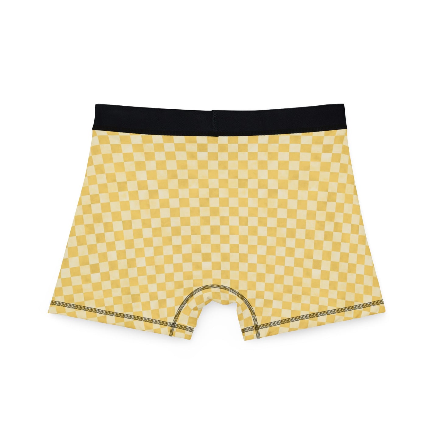 Yellow Checker Men’s Boxer Briefs | Aesthetic Stretch Underwear | Soft Statement Loungewear