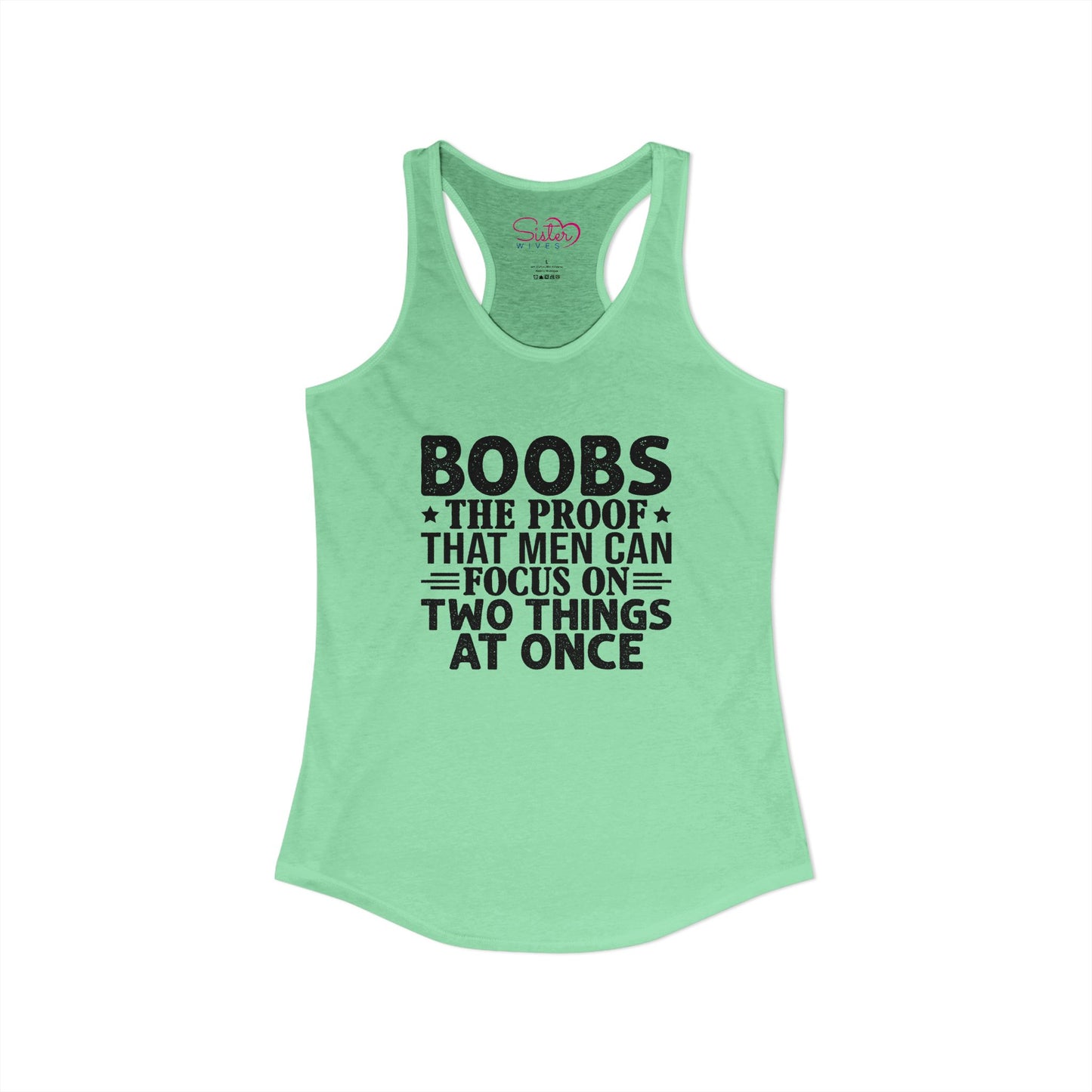 Funny Boobs Racerback Tank | Cheeky Humor Tank Top | Women’s Sarcastic Summer Shirt | Bold Statement Apparel