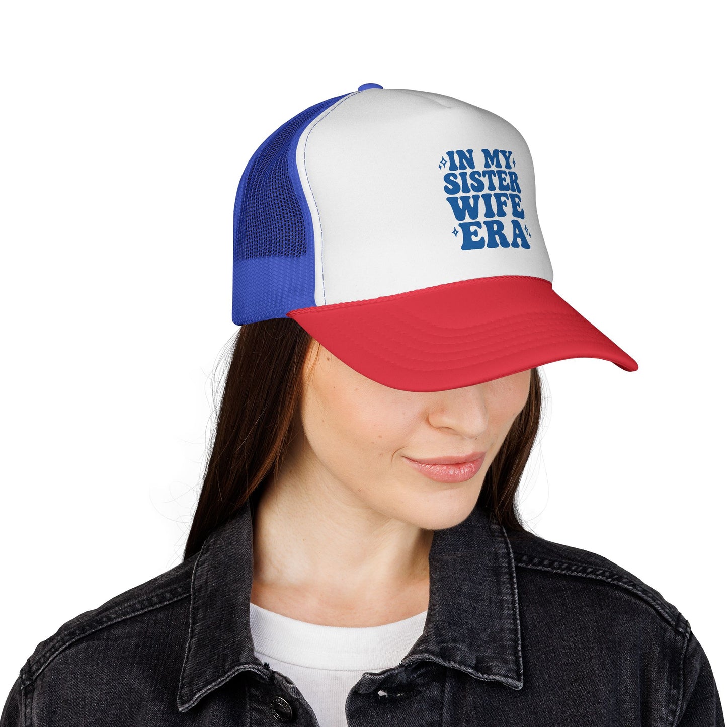 Blue In My Sisterwife Era Trucker Hat – Retro Mesh Cap, Adjustable Snapback