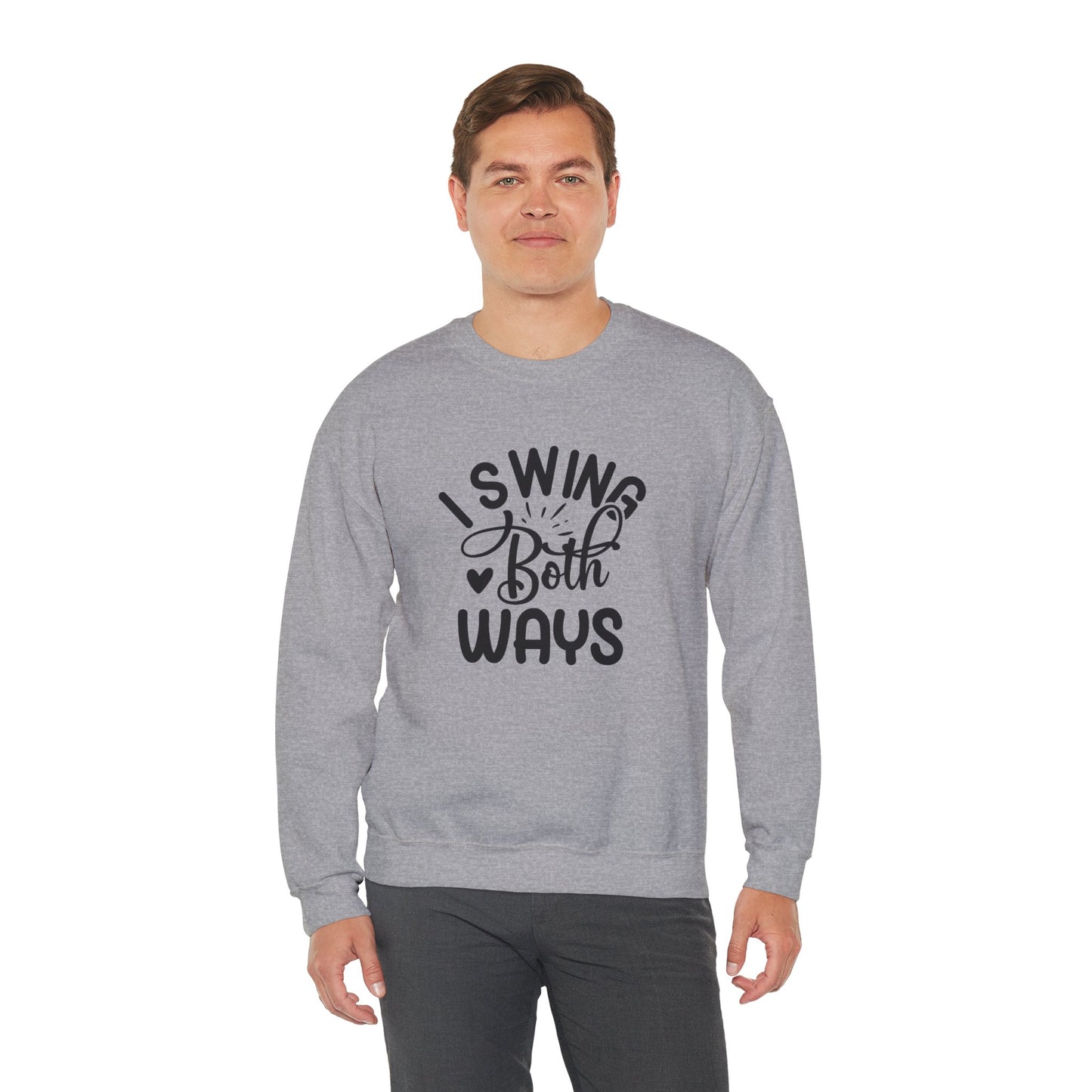I Swing Both Ways Crewneck Sweatshirt | Bisexual & Swinger Humor Pullover | ENM Friendly Cozy Sweatshirt | Inclusive Relationship Apparel