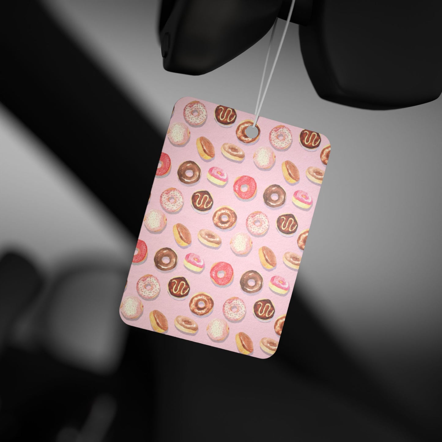 Pink Donut Aesthetic Car Air Freshener – Cute Pastel Foodie Hanging Diffuser | Pine, New Car & Black Ice Scents