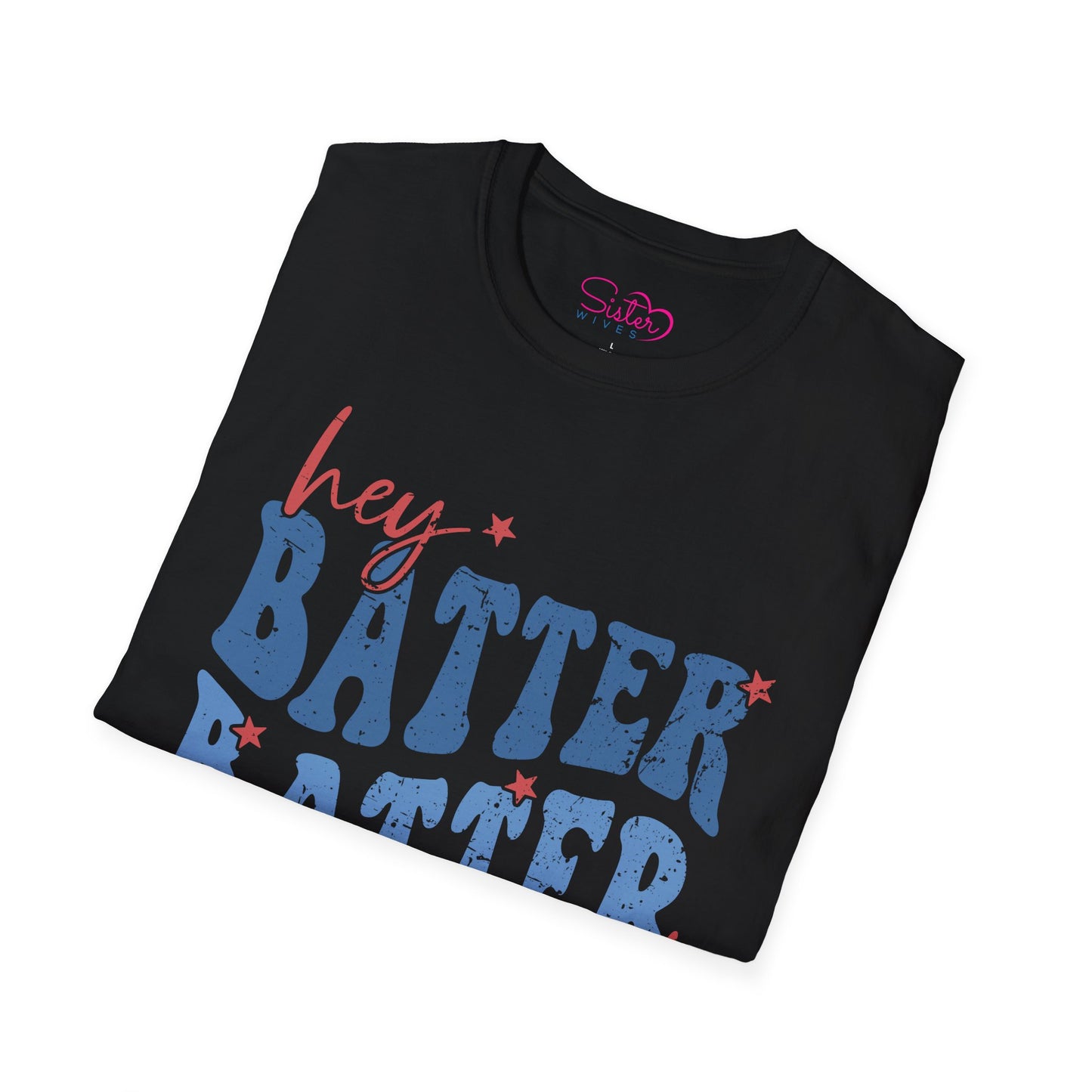 Hey Batter Batter Swing T-Shirt | Playful Swinger Humor Tee | ENM & Polyamory Lifestyle Apparel