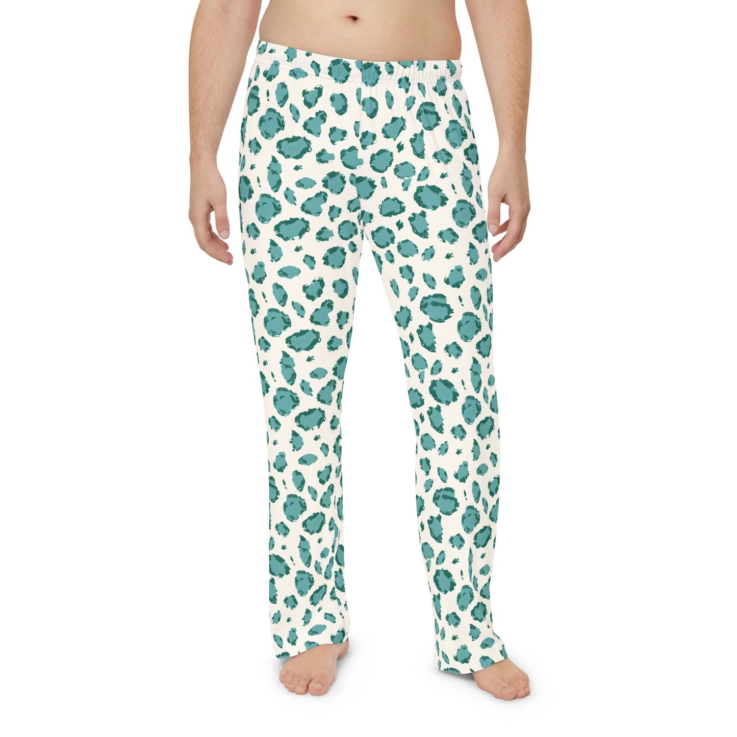 Men's Blue Leopard Print Pajama Pants Men’s Boho Abstract Pajama Pants | Teal & Blue Modern Lounge Pants | Polyamory & ENM Friendly Sleepwear | Soft Cozy Gift