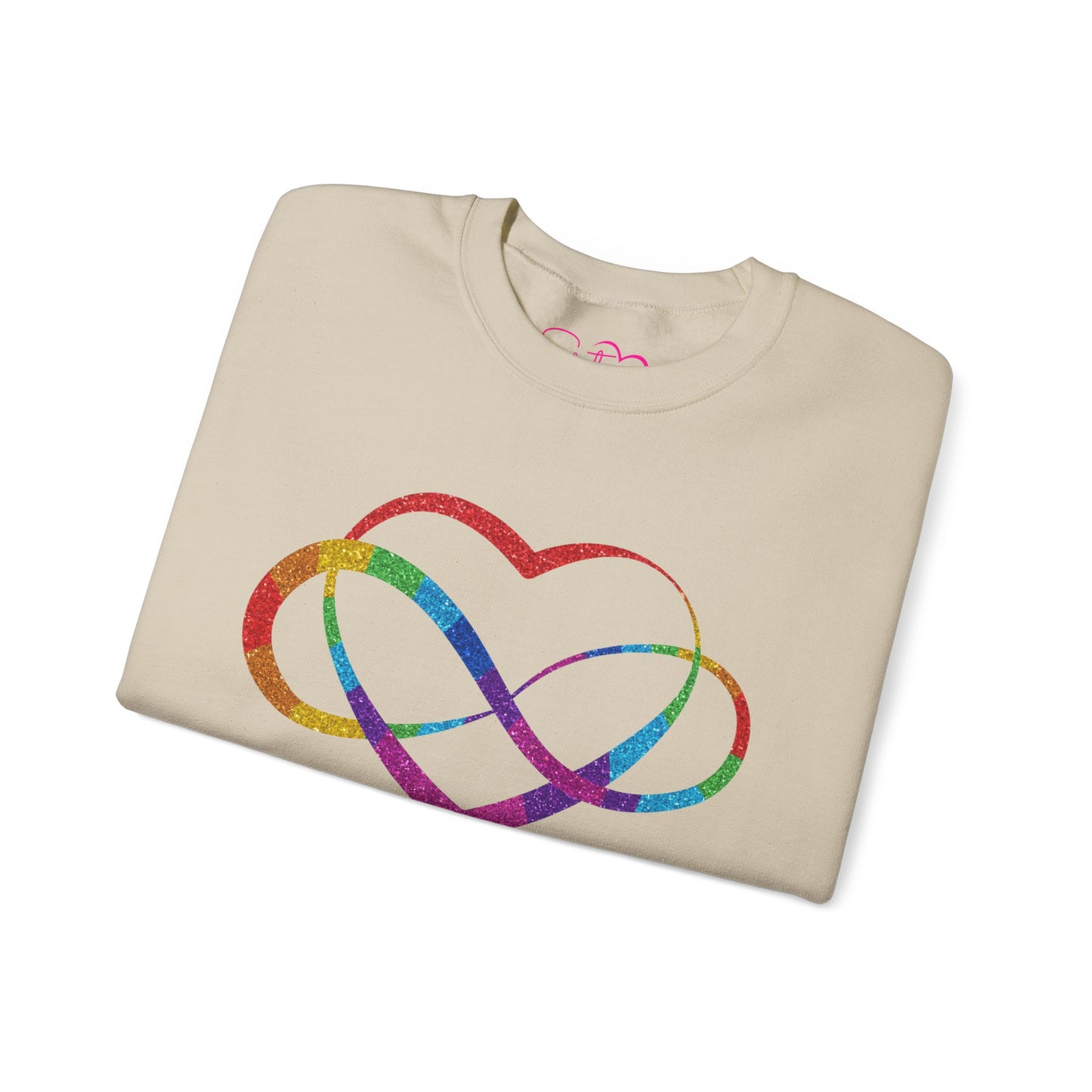 Infinity Heart Crewneck Sweatshirt | Polyamory & ENM Symbol Pullover | LGBTQ+ Inclusive Chosen Family Apparel | Cozy Pride Sweatshirt