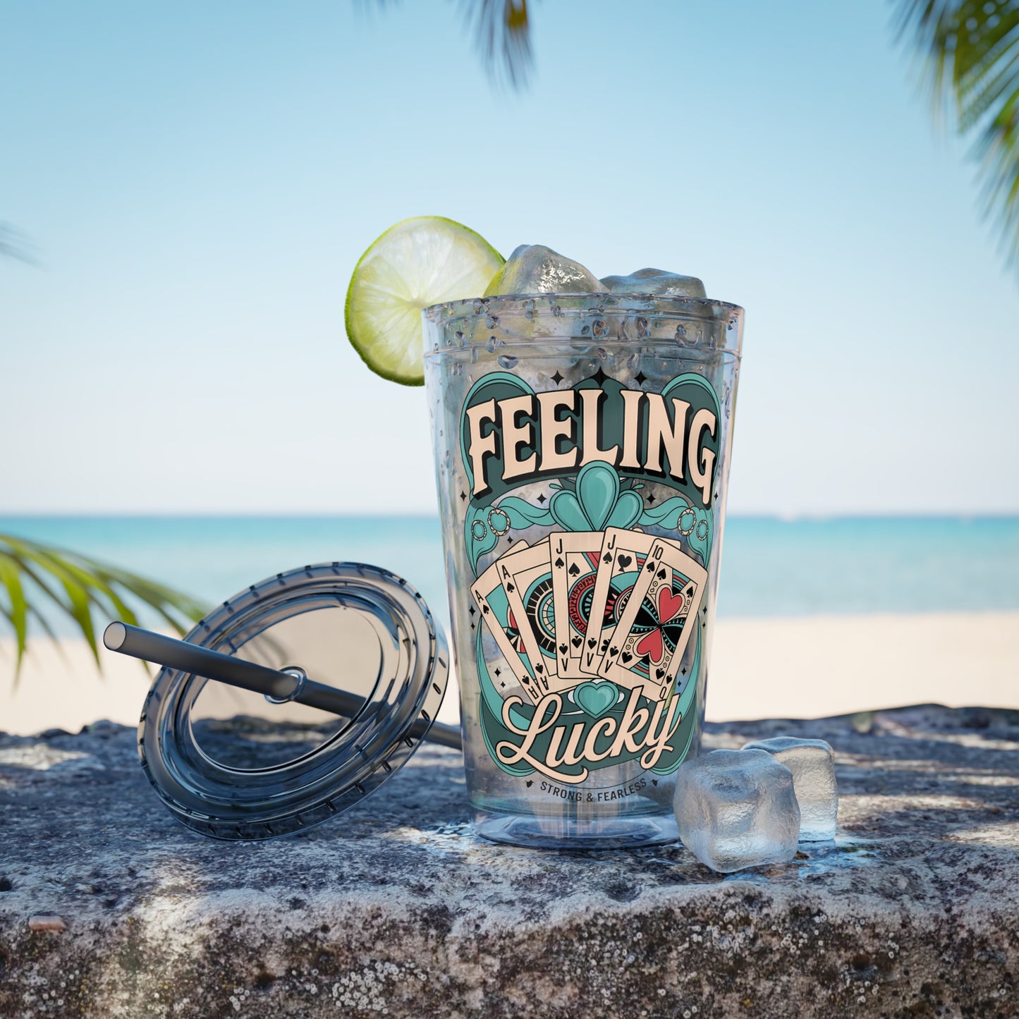 Feeling Lucky? Swinger Lifestyle 16oz Sunsplash Tumbler | Polyamory Pride Cup | ENM Drinkware | Ethical Non-Monogamy Gift | Open Relationship Aesthetic | Lifestyle Party Travel Cup