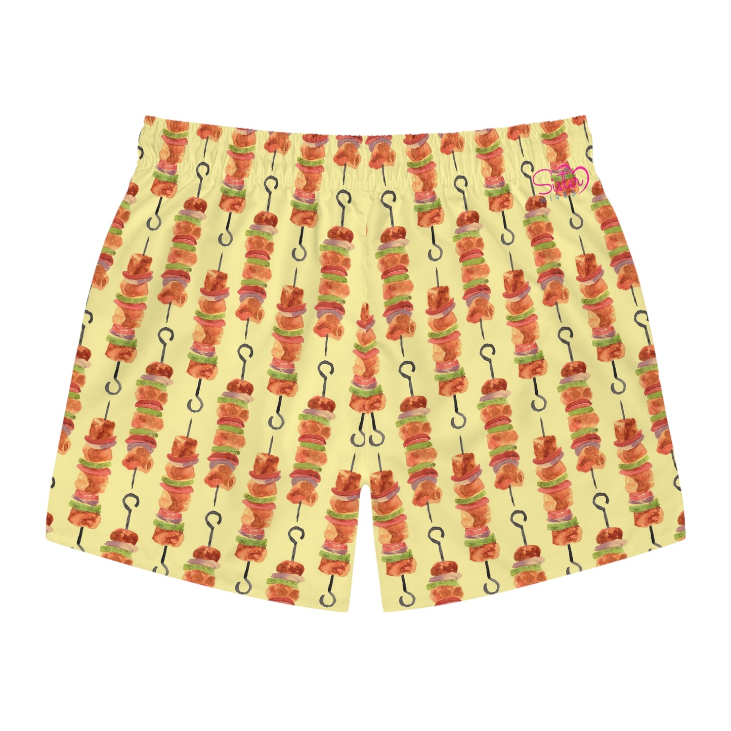 Men’s BBQ Swim Trunks – Grill & Cookout Boardshorts | Funny Food Print Swimwear | Fast-Dry Summer Swim Shorts
