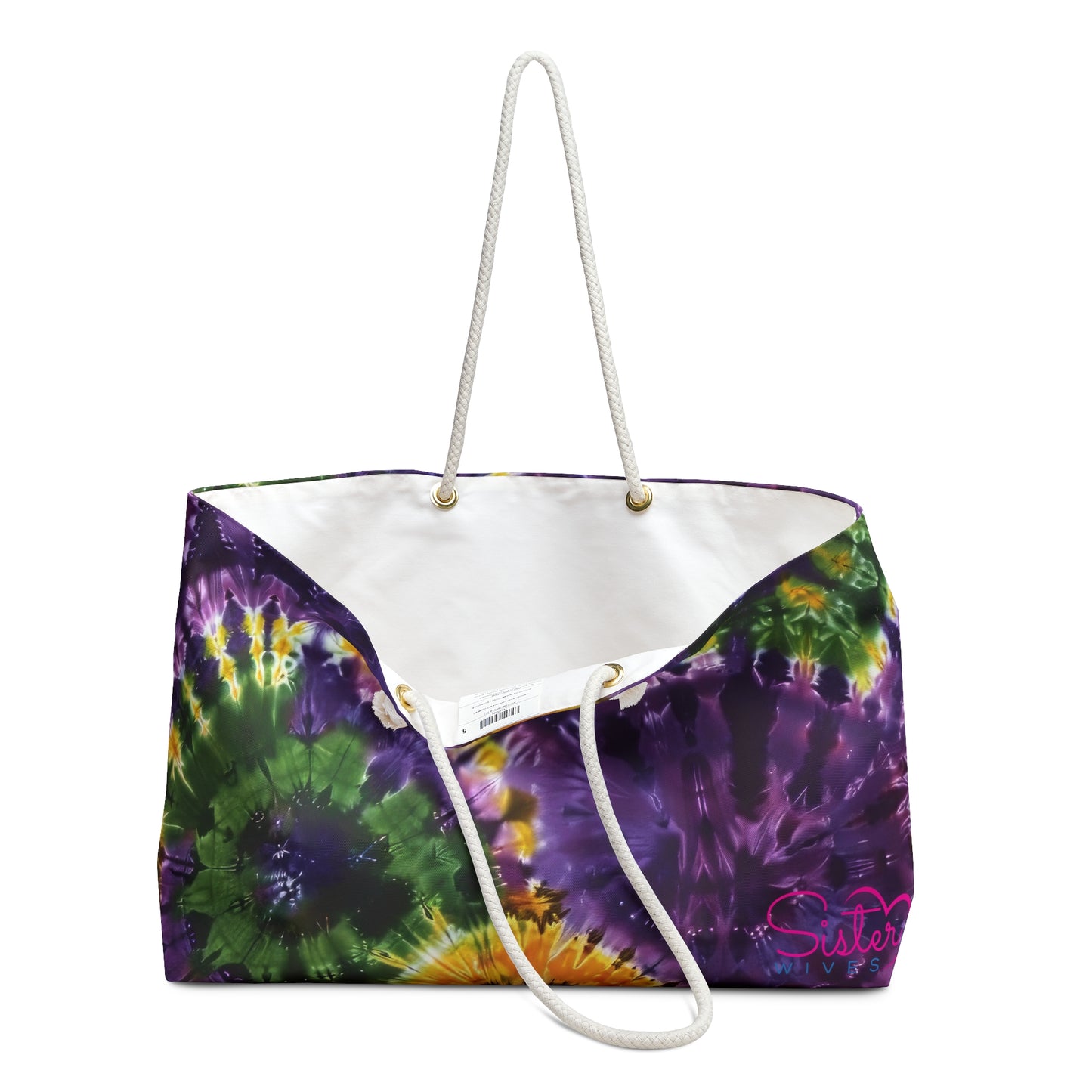 Mardi Gras Tie-Dye Weekender Bag | Polyamory ENM Friendly Travel Tote | Matching Couple & Throuple Overnight Bag | Festival & Cruise Carryall