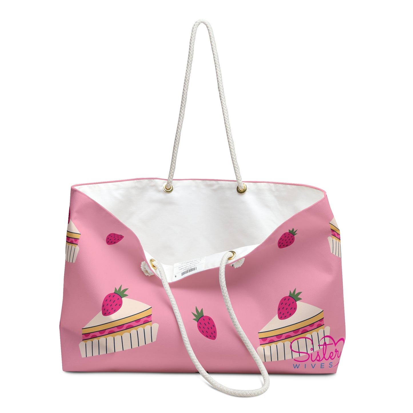 Strawberry Cake Weekender Bag – Pink Coquette Travel Tote | Cute Dessert Print Overnight & Weekend Bag