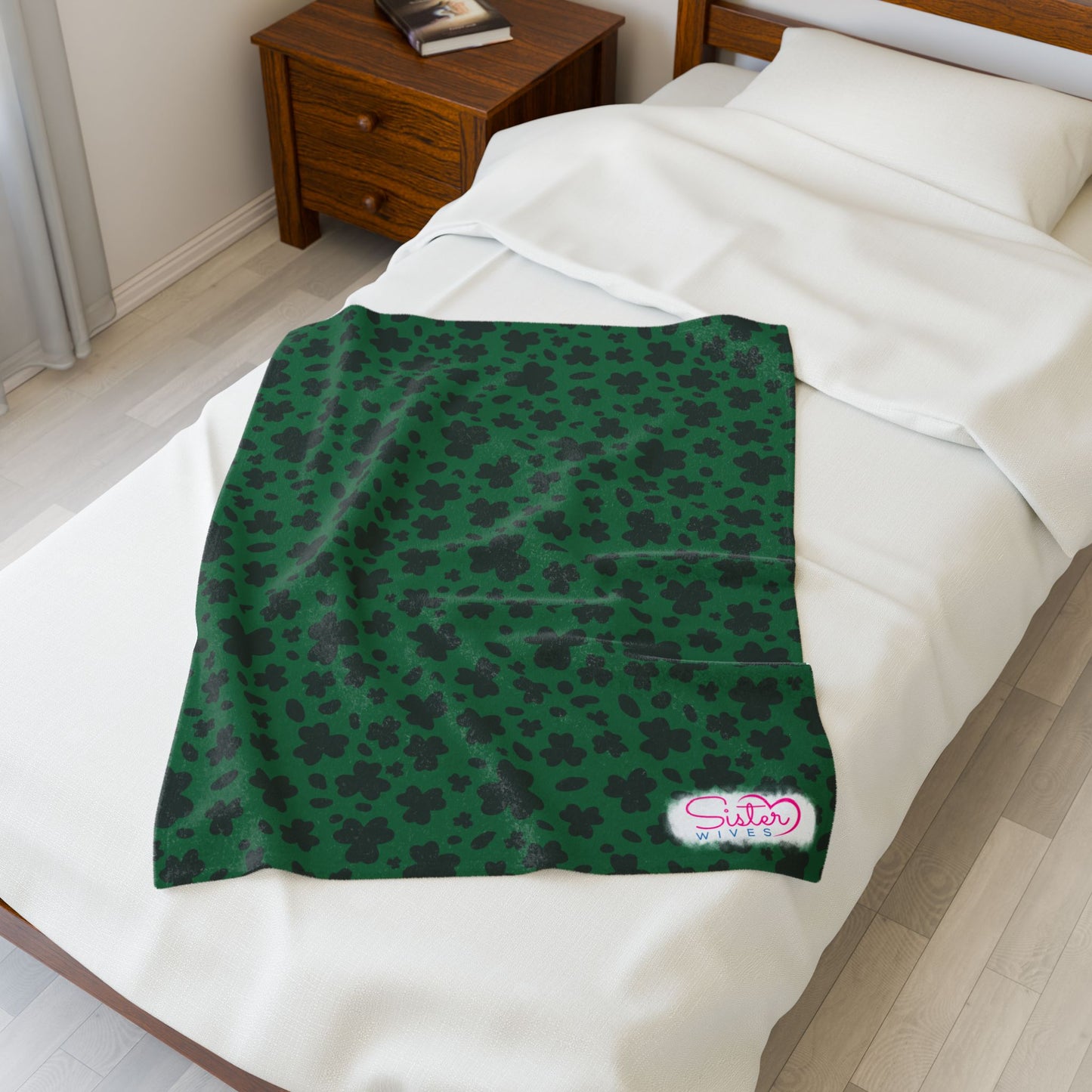 Leopard Print Shamrock Throw Blanket St. Patty’s Day Home Decor Polyamory Sisterwives ENM Friendly Home Decor | Swinger Lifestyle Cozy Blanket