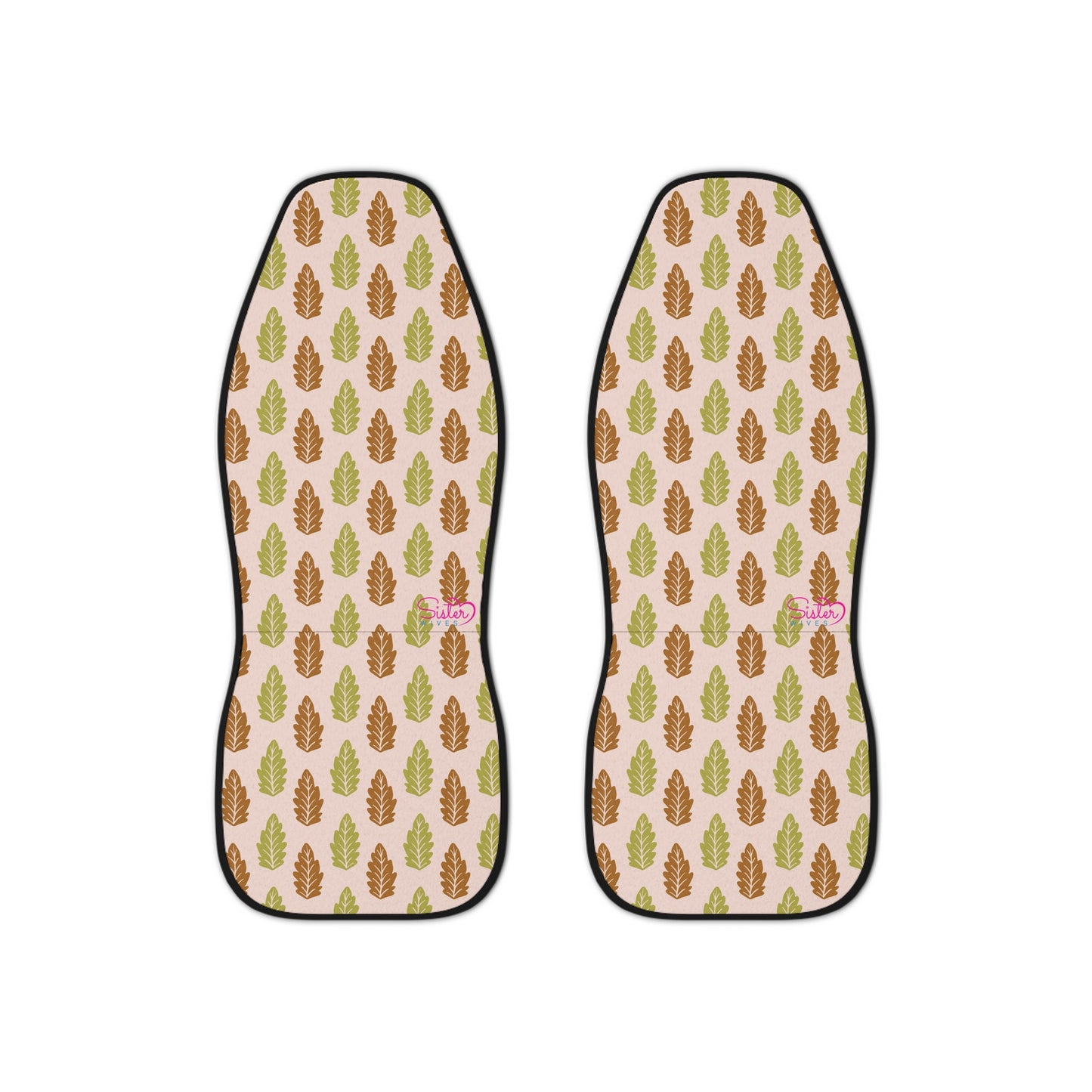 Botanical Leaf Car Seat Covers | Neutral Nature Auto Decor | Earthy Boho Leaf Seat Covers | Polyamory & ENM Friendly