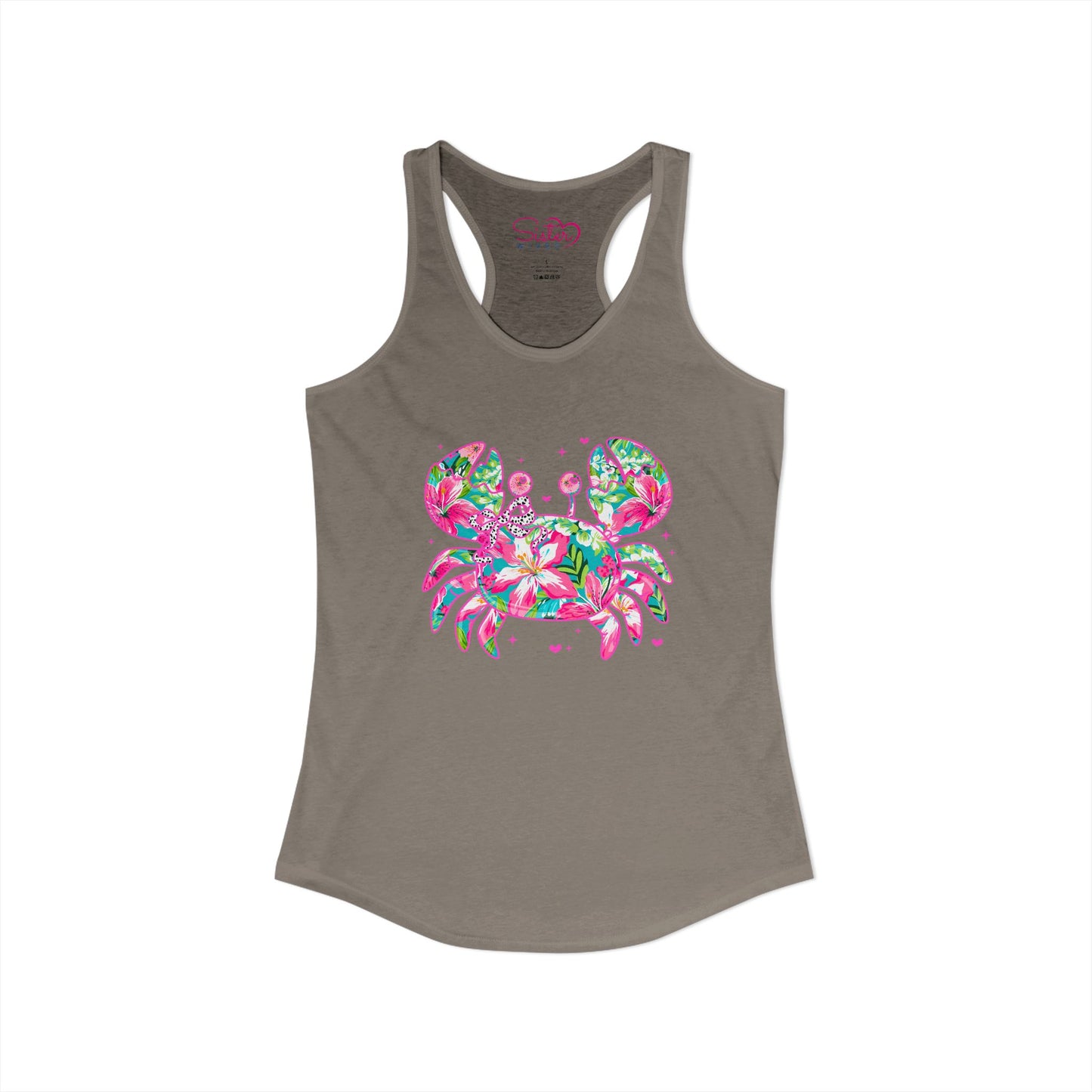 Floral Crab Racerback Tank – Cute Beach Tank Top | Coastal Summer Shirt | Tropical Ocean Graphic Tank