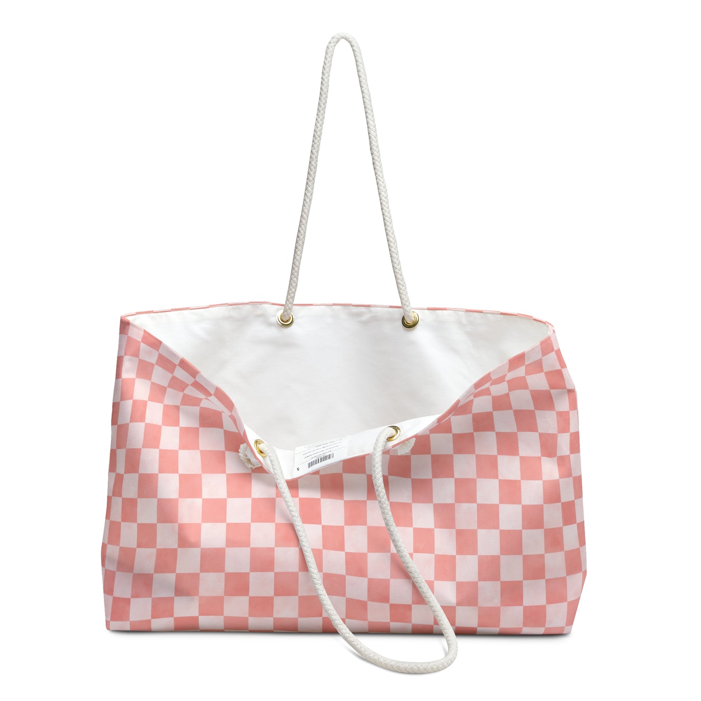 Pink Checker Weekender Bag | Soft Aesthetic Travel Tote | ENM & Polyamory Friendly Overnight Bag | Chosen Family Carryall