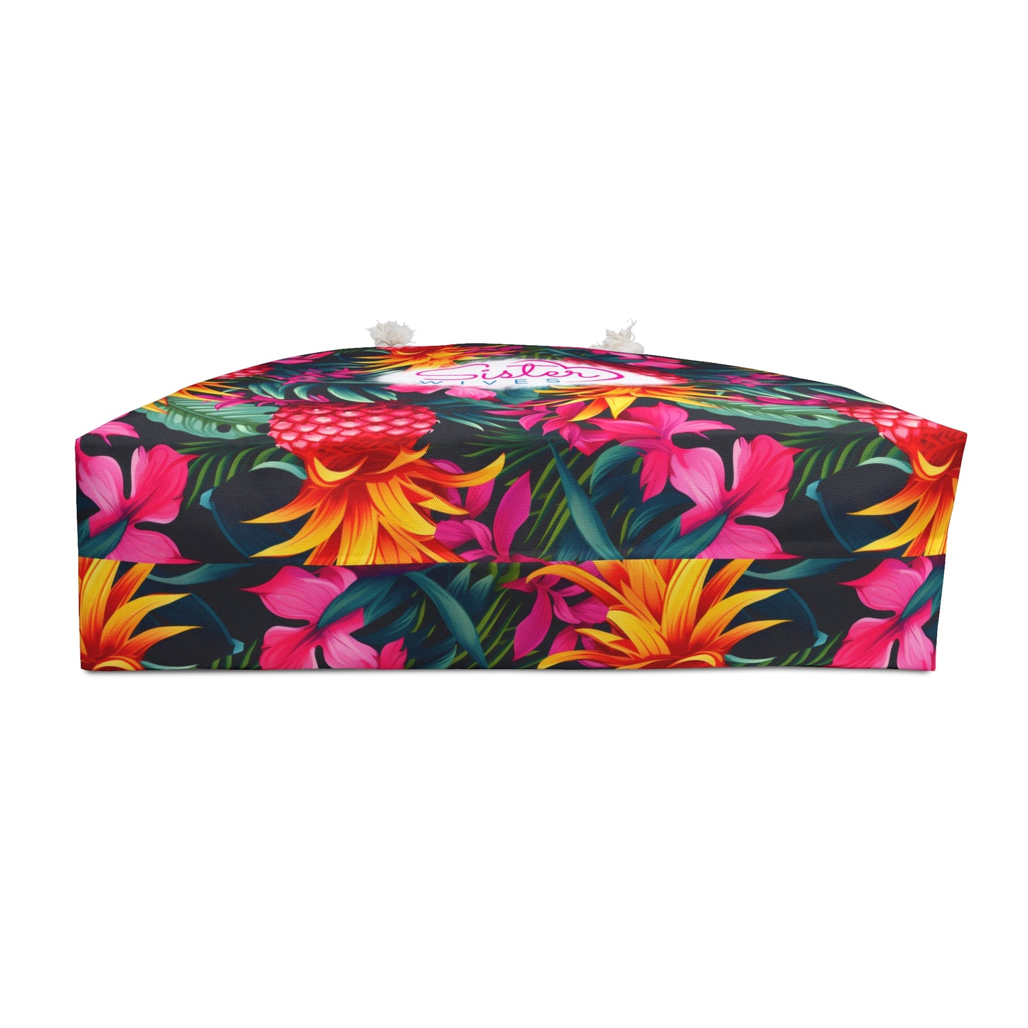 Pink Upside Down Pineapple Tropical Floral Weekender Bag, Perfect for Weekend Getaways, Sister Wives Gifts, Travel Tote, Beach Bag, Summer Essentials