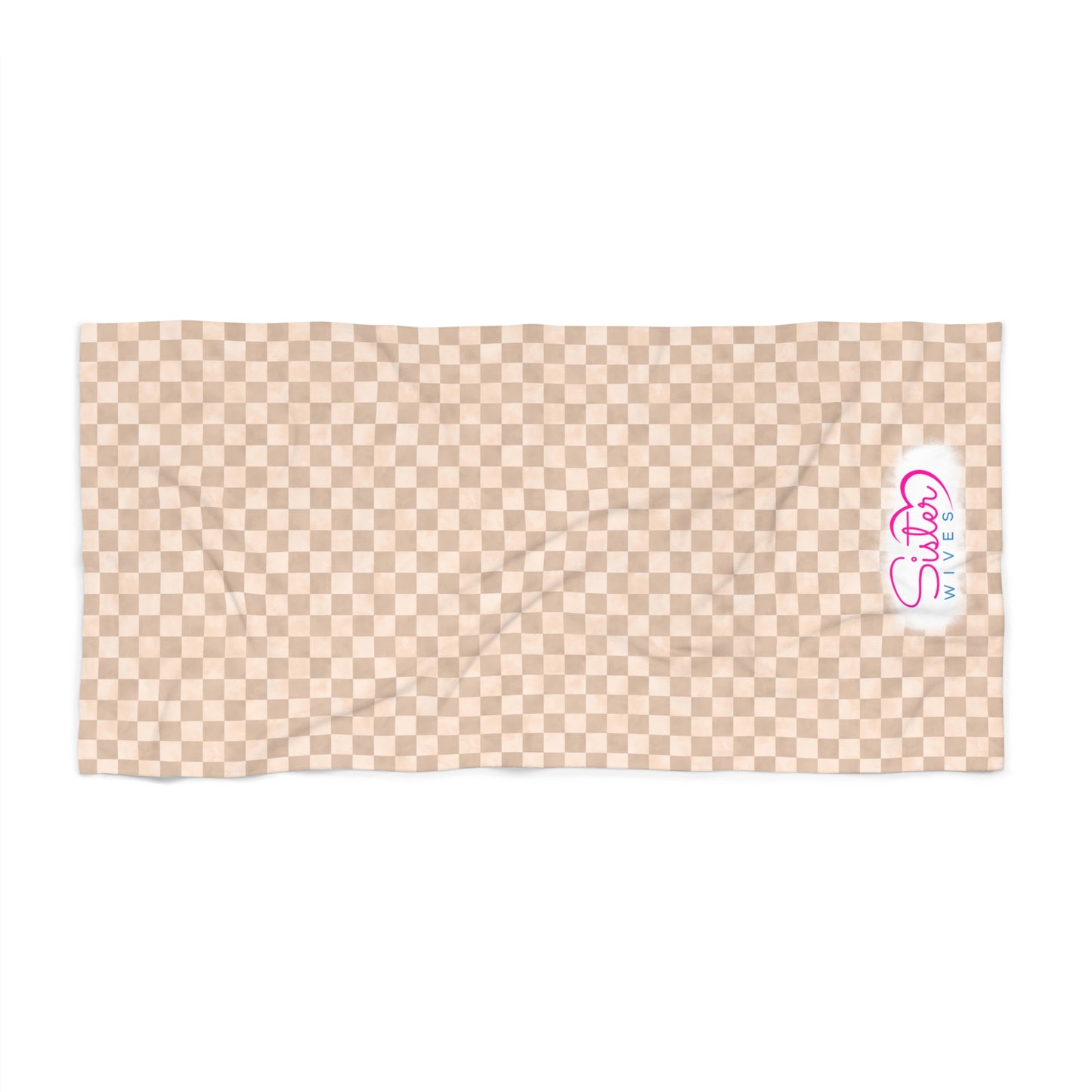 Neutral Checkerboard Beach Towel | Polyamory & ENM Friendly | Lifestyle Cruise, Resort & Pride Towel | Sisterwives Beach & Pool Towel