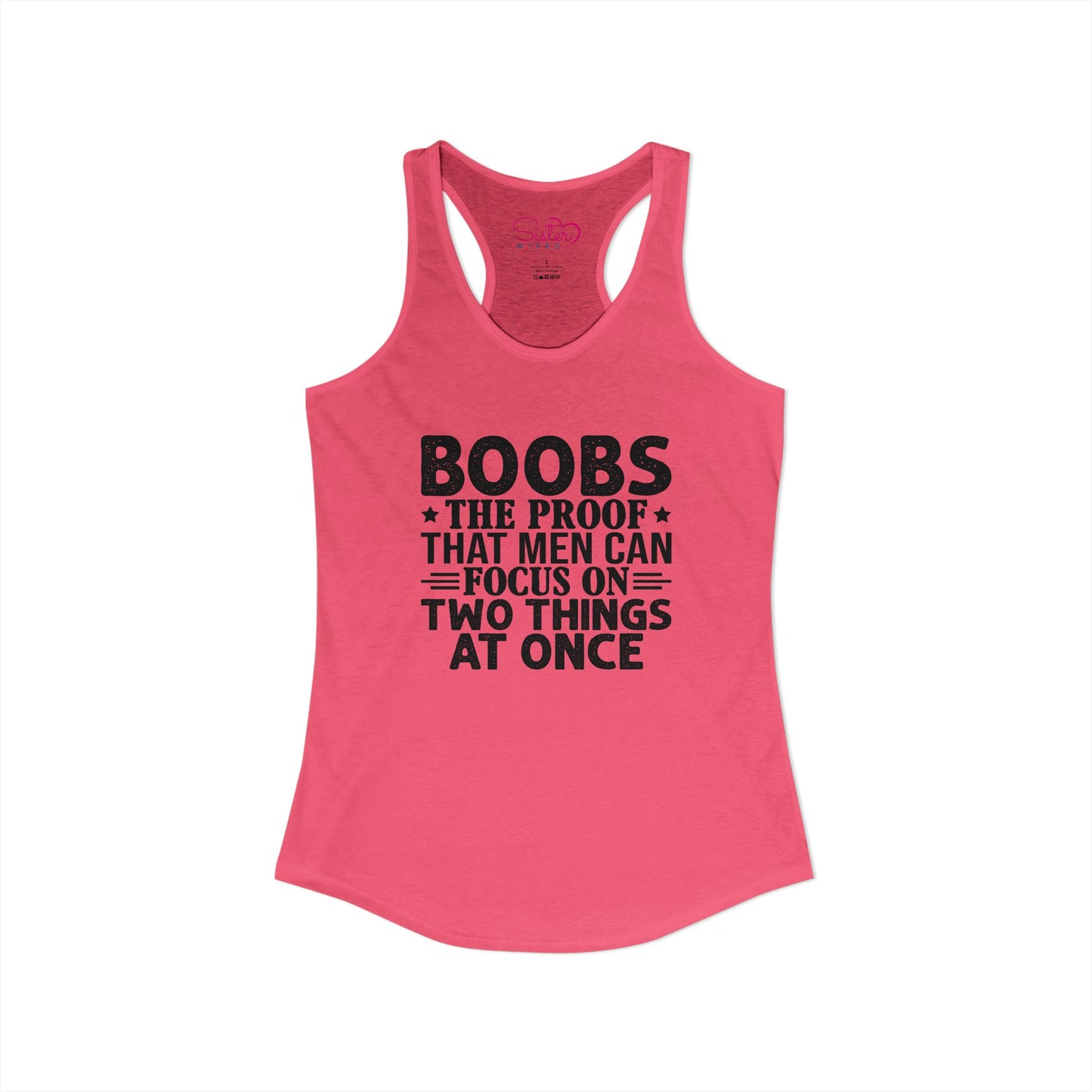 Funny Boobs Racerback Tank | Cheeky Humor Tank Top | Women’s Sarcastic Summer Shirt | Bold Statement Apparel
