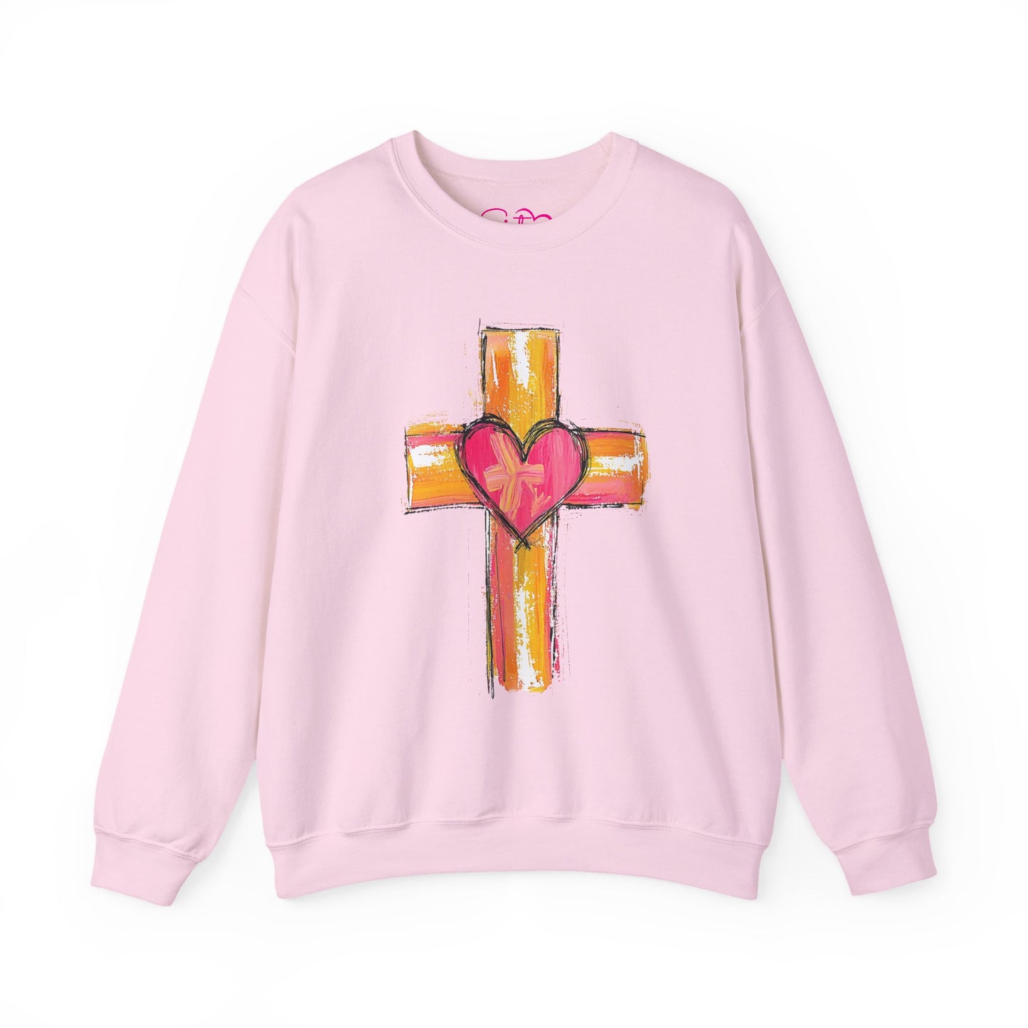 Cross with Heart Crewneck Sweatshirt | Love-Centered Faith Pullover | Inclusive Christian Apparel | Cozy Spiritual Sweatshirt