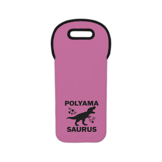 Pink Funny Dino Polyamorous Humor Wine Tote Bag, Dinosaur Gifts, Party Accessories, Funny Wine Carrier, Cute Wine Gift Bag