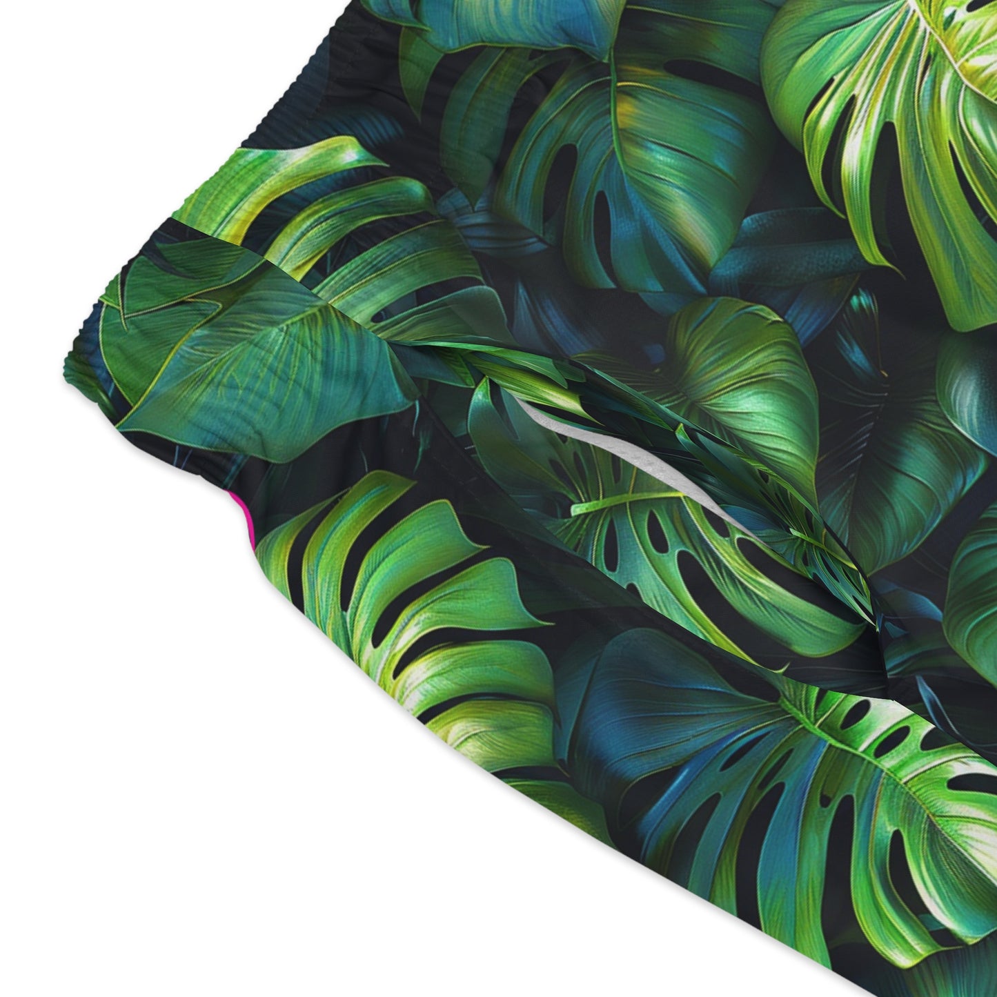 Green Tropical Leaf Swim Trunks for Men – Jungle Fast-Dry Board Shorts with Drawstring | XS–3XL Summer Swimwear
