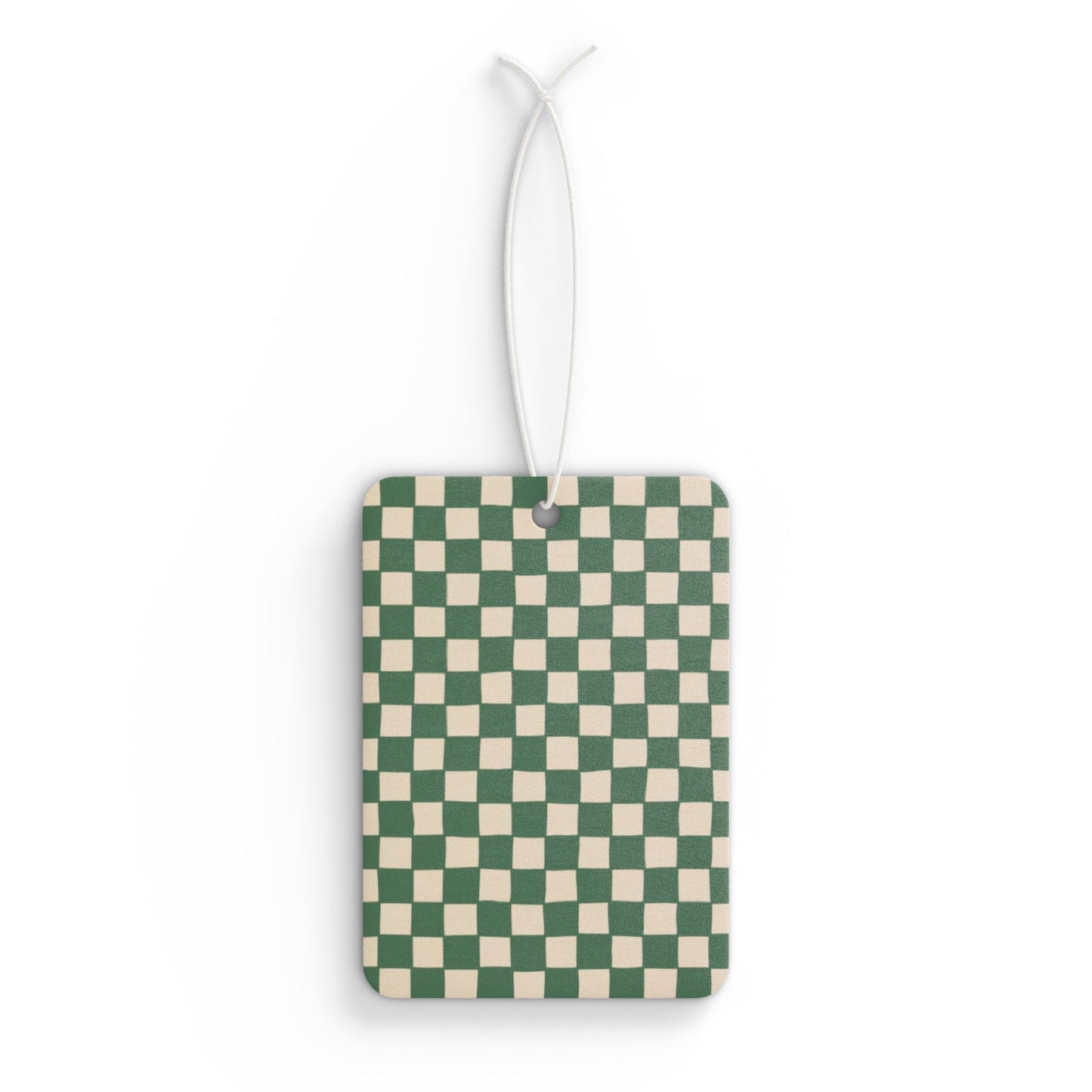 Green Checkered Car Air Freshener – Sage Aesthetic Hanging Diffuser | Pine, New Car & Black Ice Scents