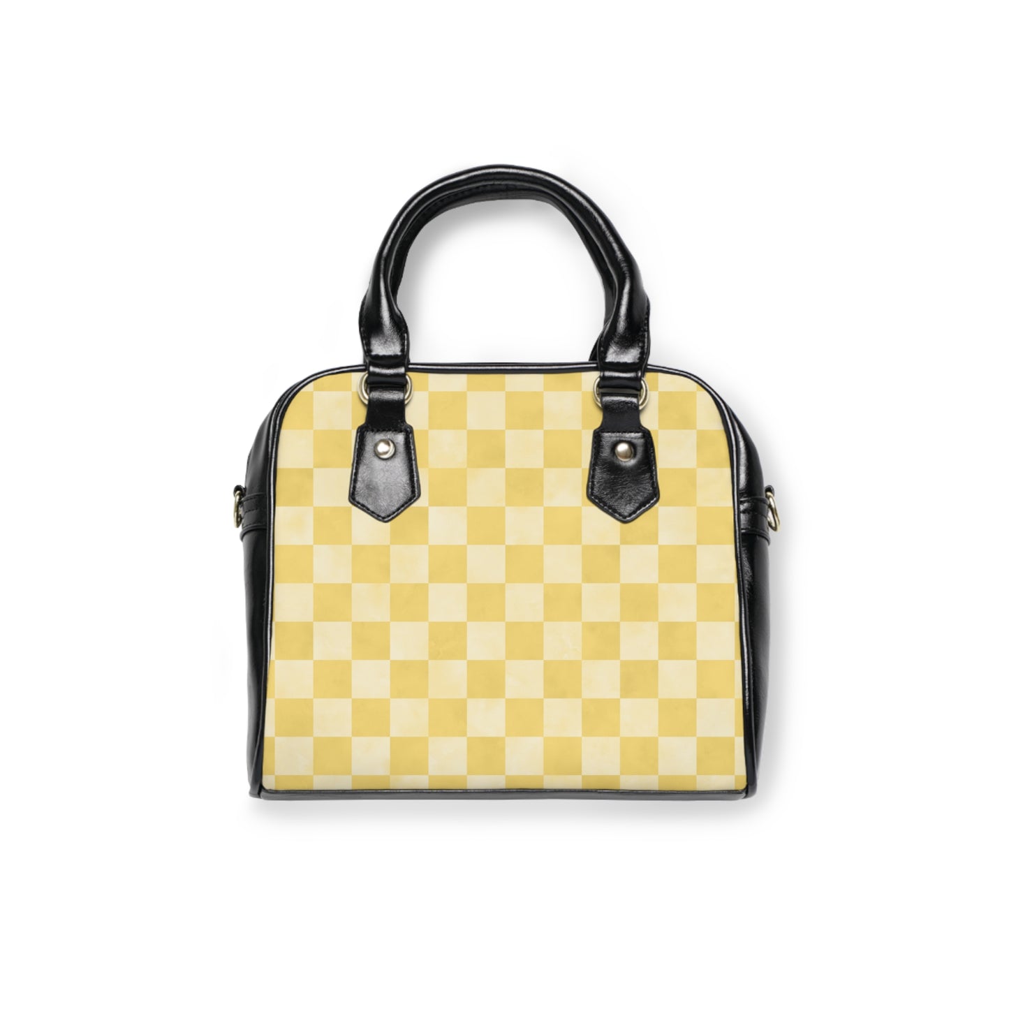 Yellow Checkered Shoulder Handbag – Retro Checkerboard PU Leather Purse, Polyamory & ENM Friendly Fashion Bag, Love-Positive Gift