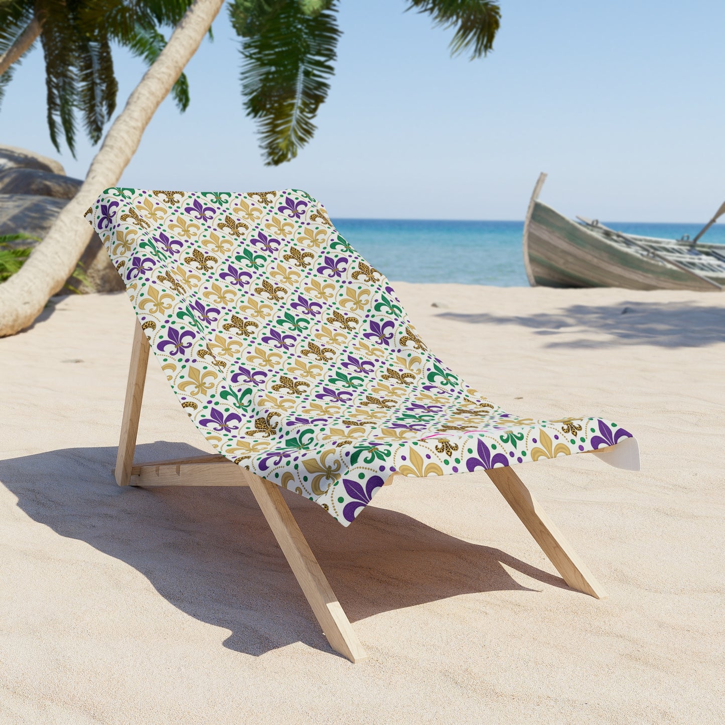 Mardi Gras Cheetah Print Beach Towel | Polyamory ENM Friendly | Matching Couple & Throuple Towel | Festival Cruise Pool & Resort Towel