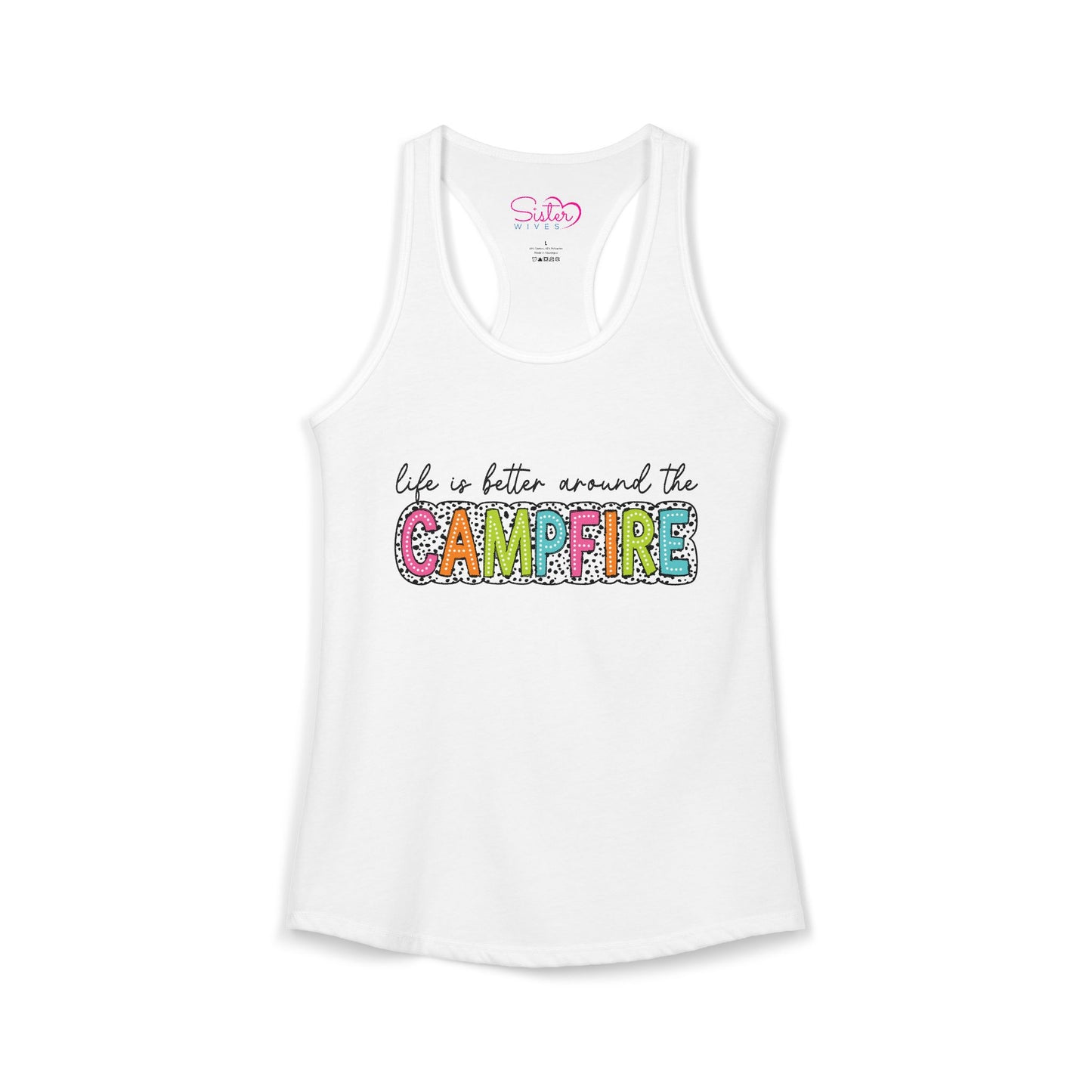 Campfire Racerback Tank | Cozy Outdoorsy Summer Tank Top | Chosen Family Camping Shirt | Inclusive Lifestyle Apparel