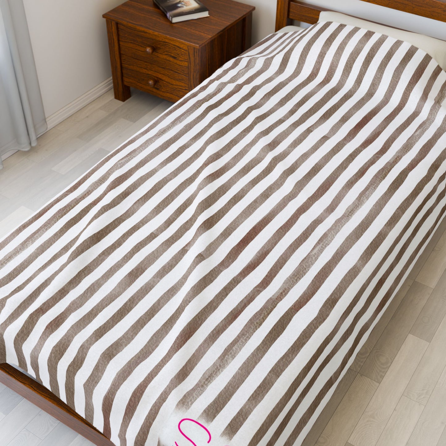 Soft Stripe Throw Blanket – Polyamory Sisterwives ENM Friendly Home Decor | Swinger Lifestyle Cozy Blanket | Minimalist Blush Stripe Throw