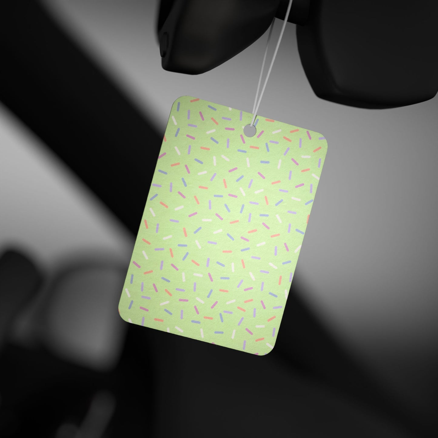 Green Pastel Sprinkle Car Air Freshener – Cute Confetti Aesthetic Hanging Diffuser | Pine, New Car & Black Ice Scents